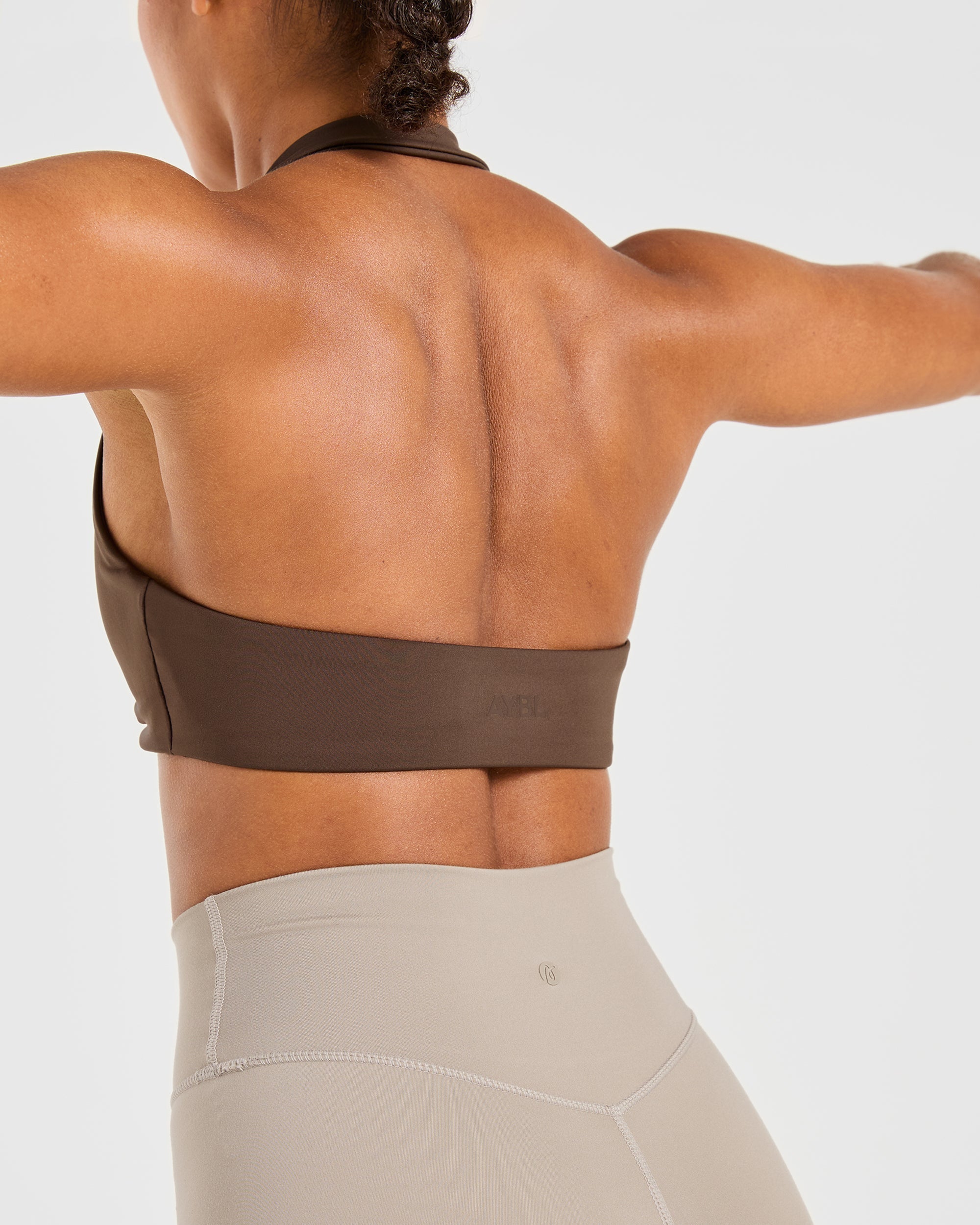 Essential Halterneck Sports Bra - Deep Cocoa Braun
