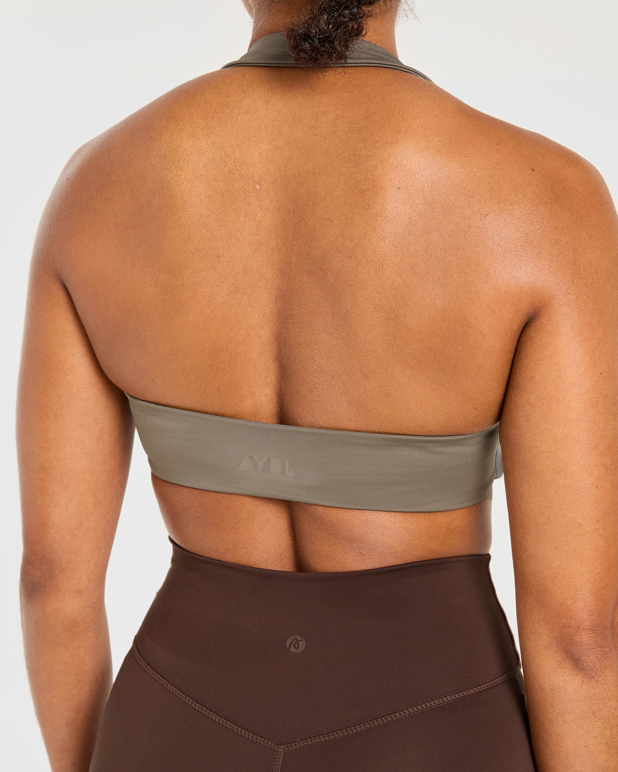 Essential Halterneck Sports Bra - Mocha Braun