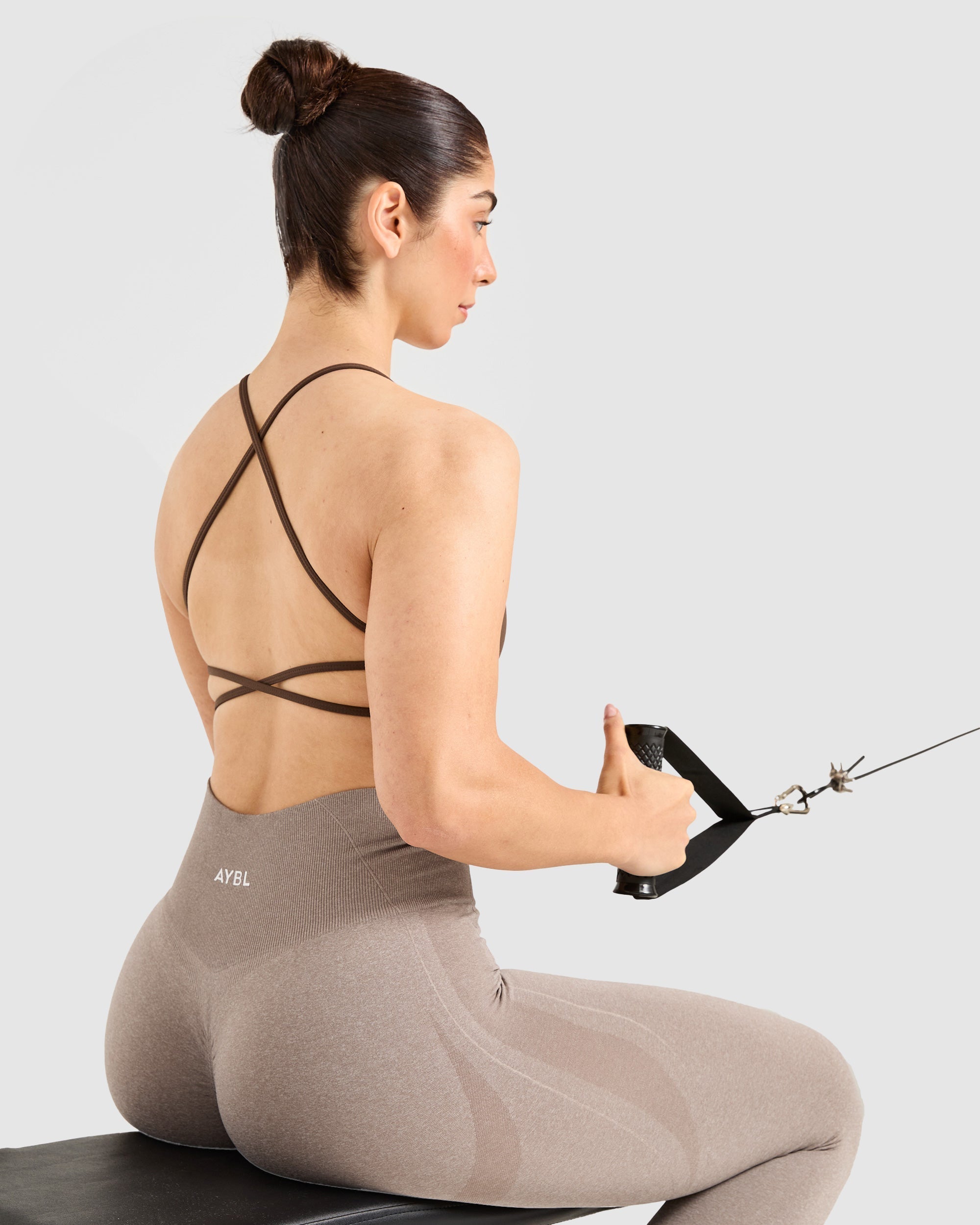 Essential Crossback Sports Bra - Deep Cocoa Braun
