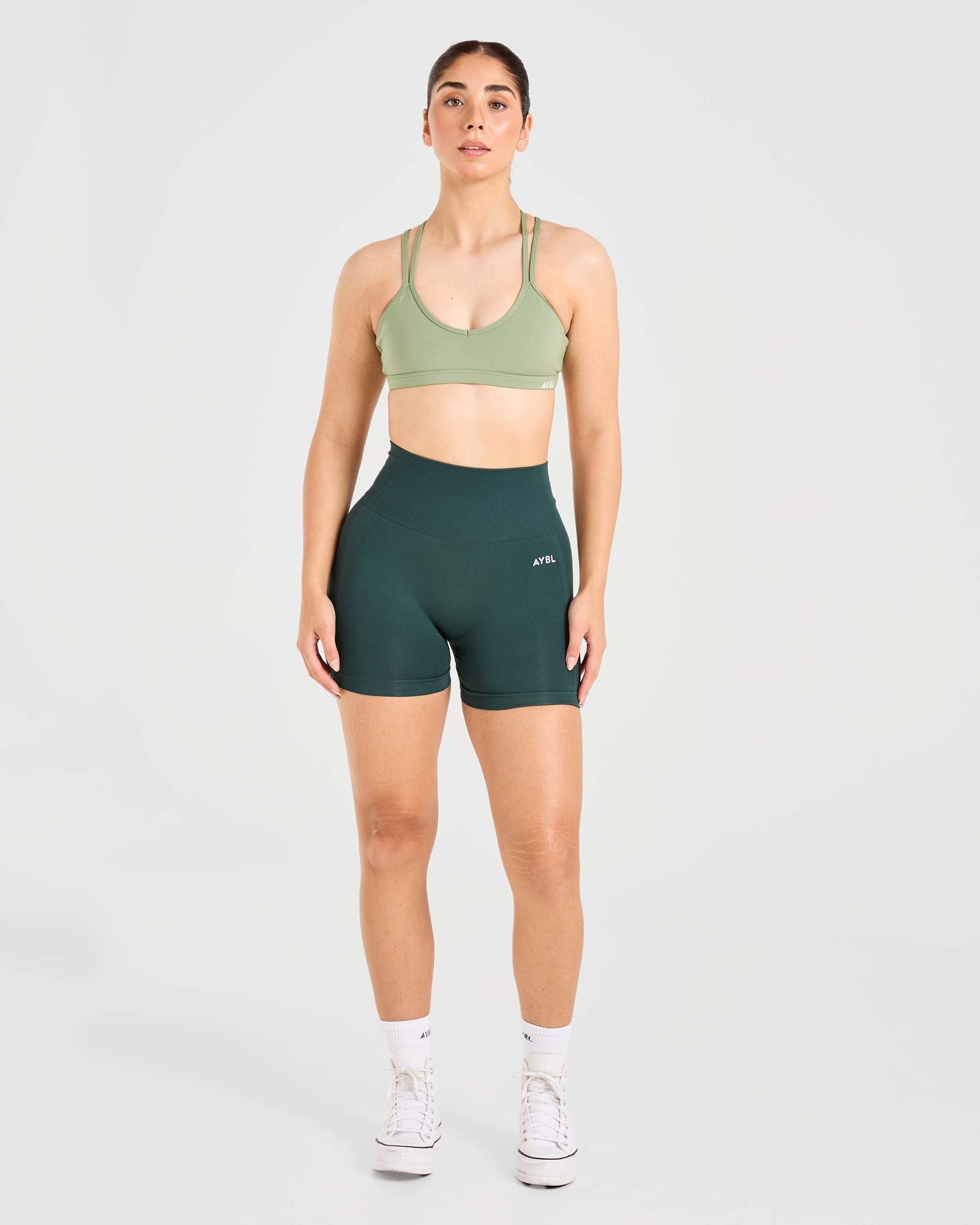 Essential Strappy Sports Bra - Olive Grün