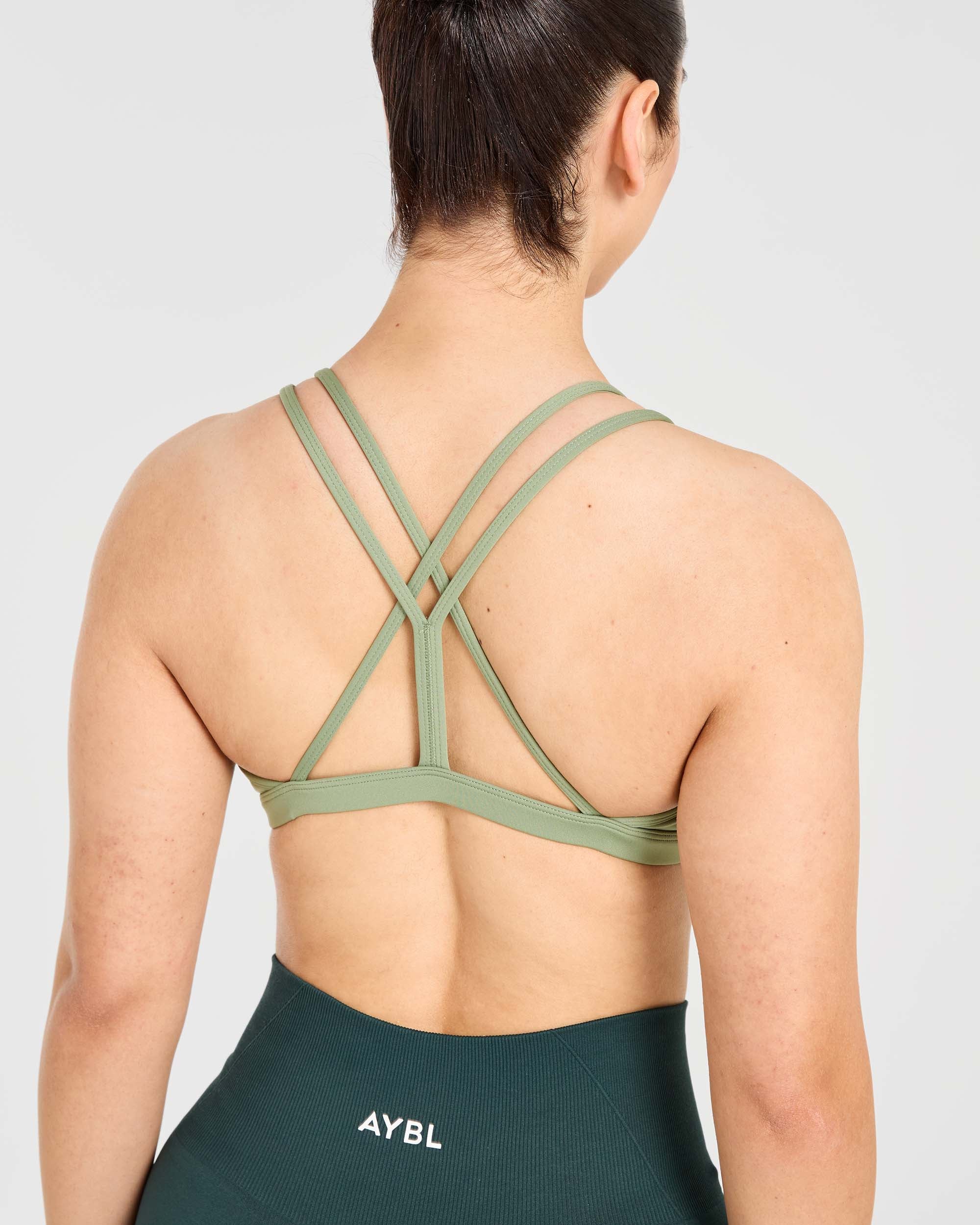Essential Strappy Sports Bra - Olive Grün