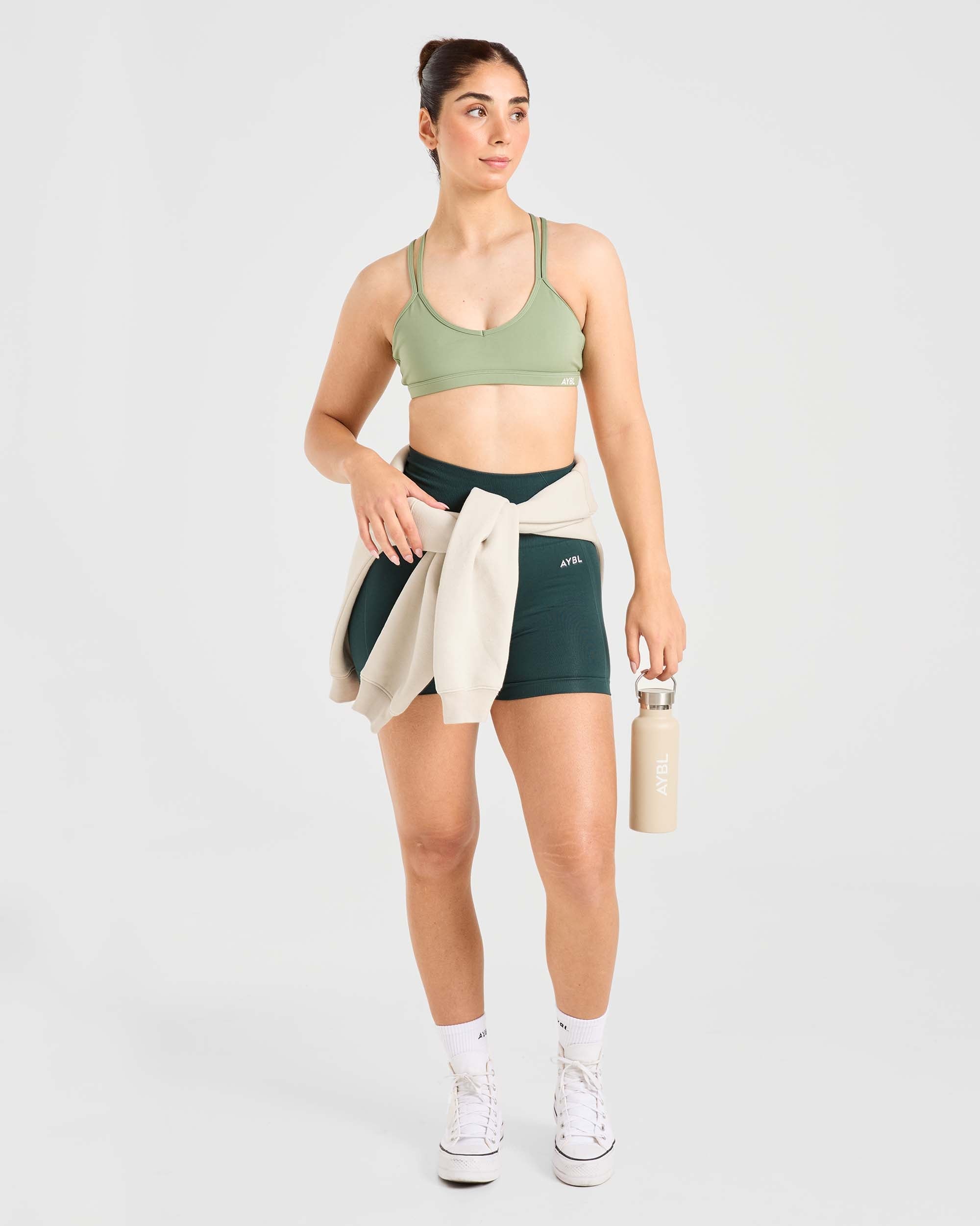 Essential Strappy Sports Bra - Olive Grün