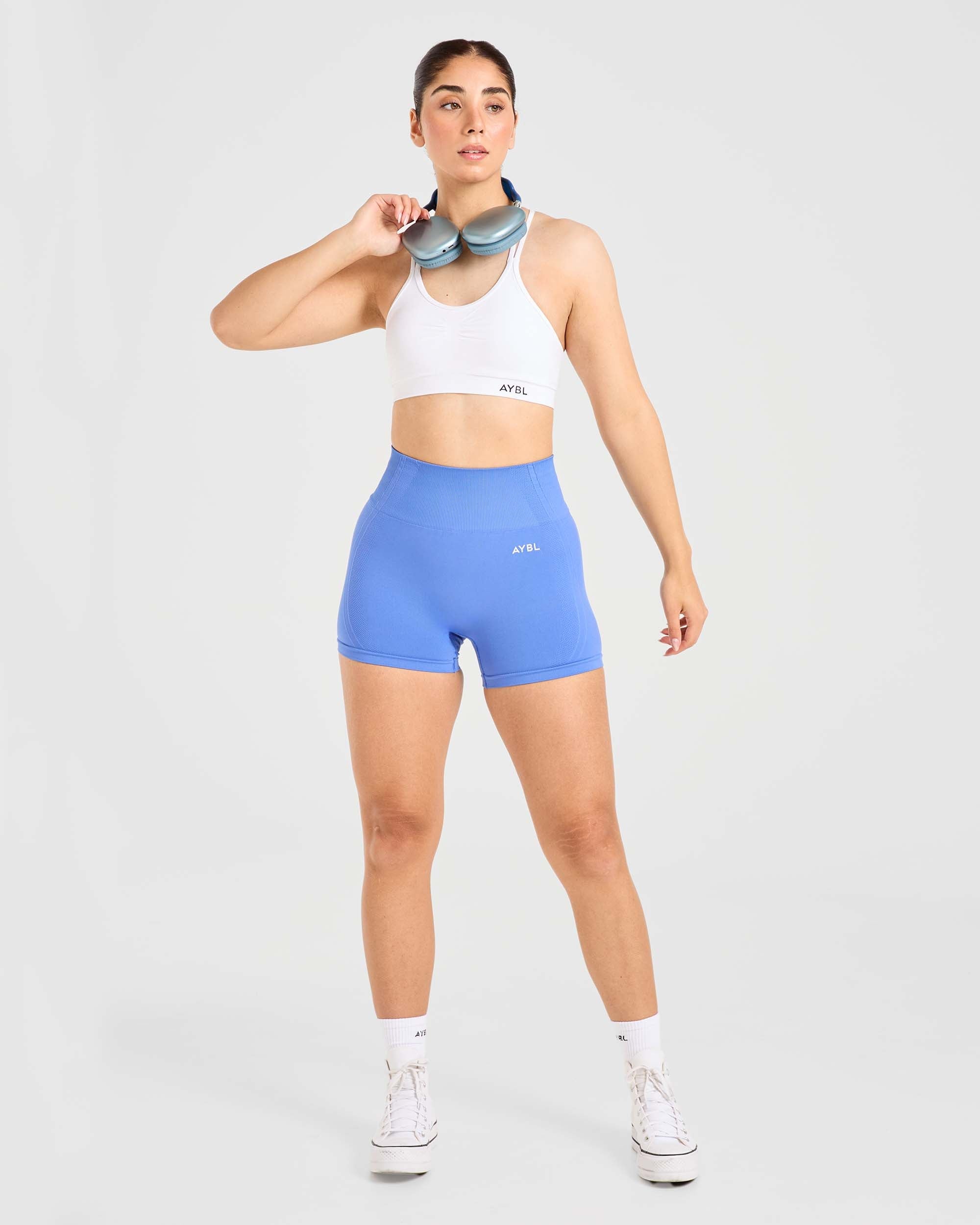Essential Seamless Ruched Sports Bra - Weiß