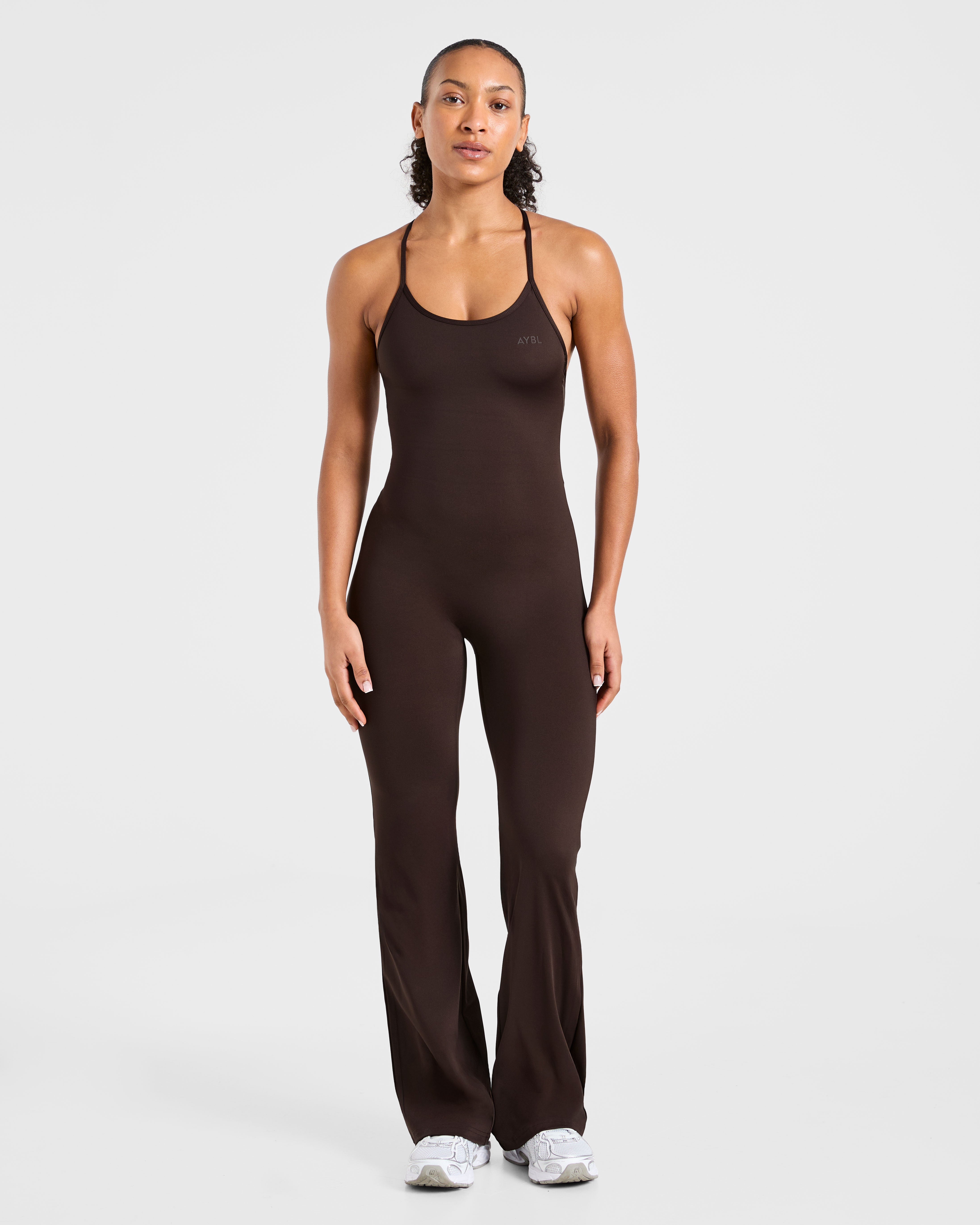 Sculpt Backless Flared All In One - Deep Cocoa Braun