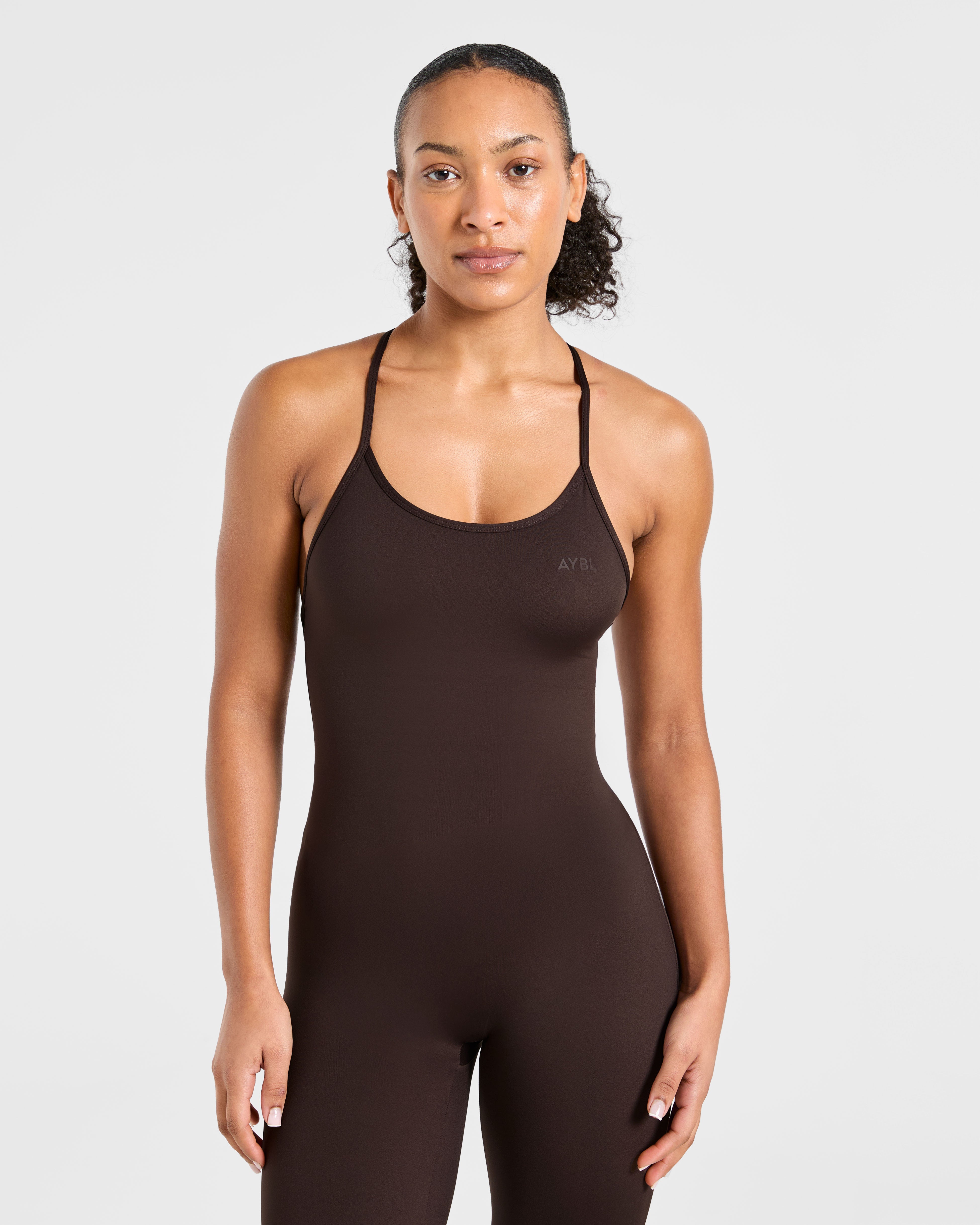 Sculpt Backless Flared All In One - Deep Cocoa Braun