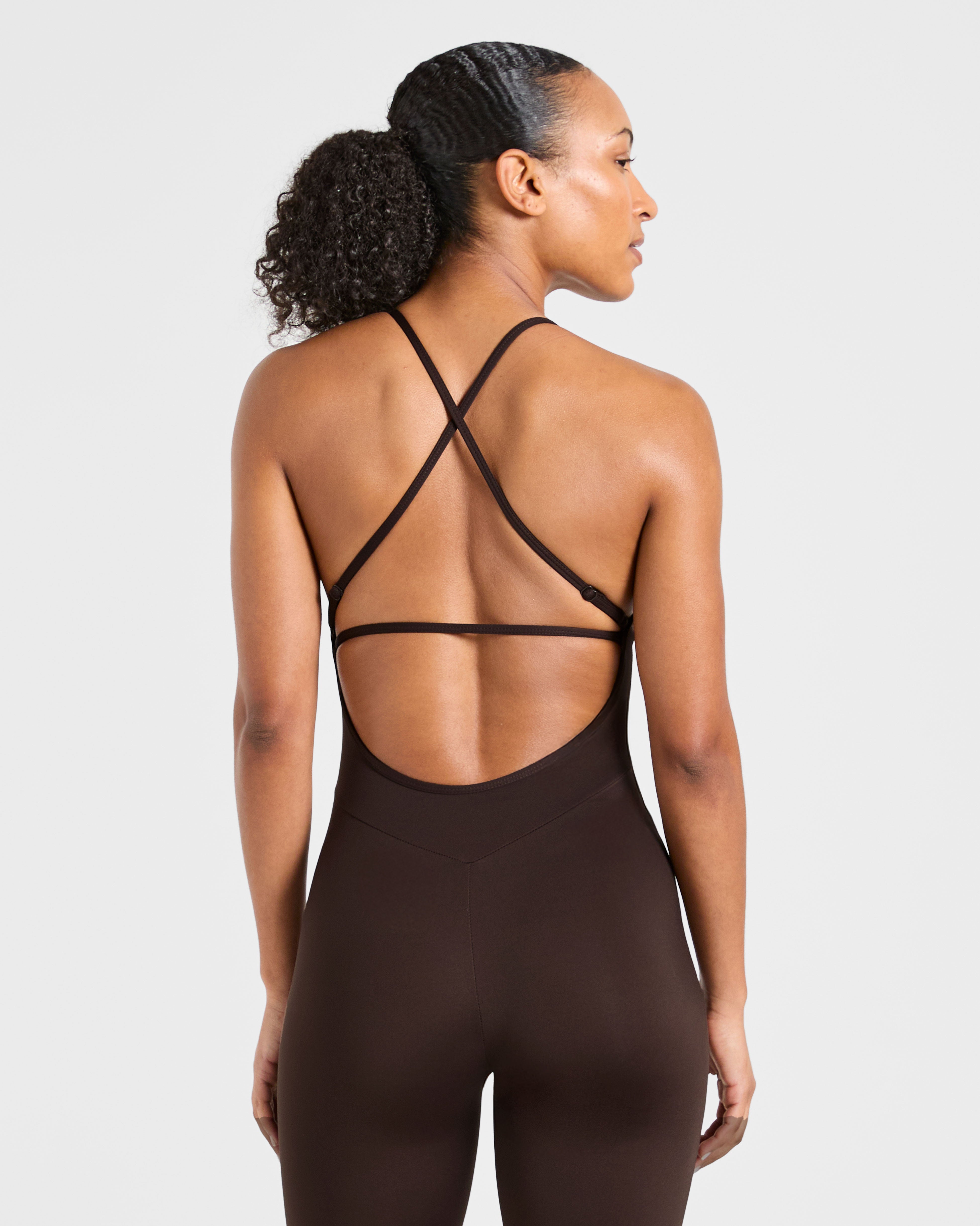 Sculpt Backless Flared All In One - Deep Cocoa Braun