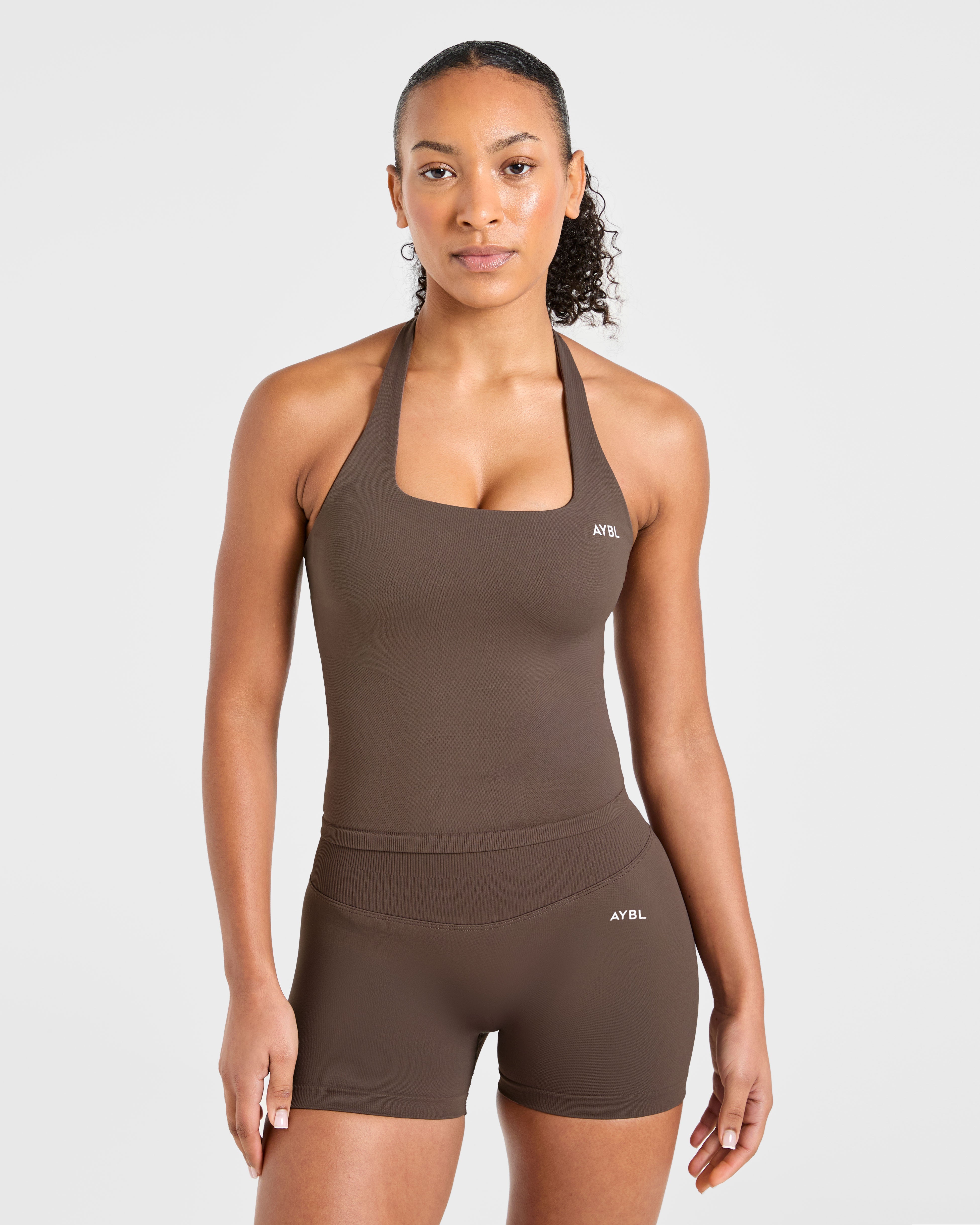 Enhance Seamless Halterneck Top - Braun