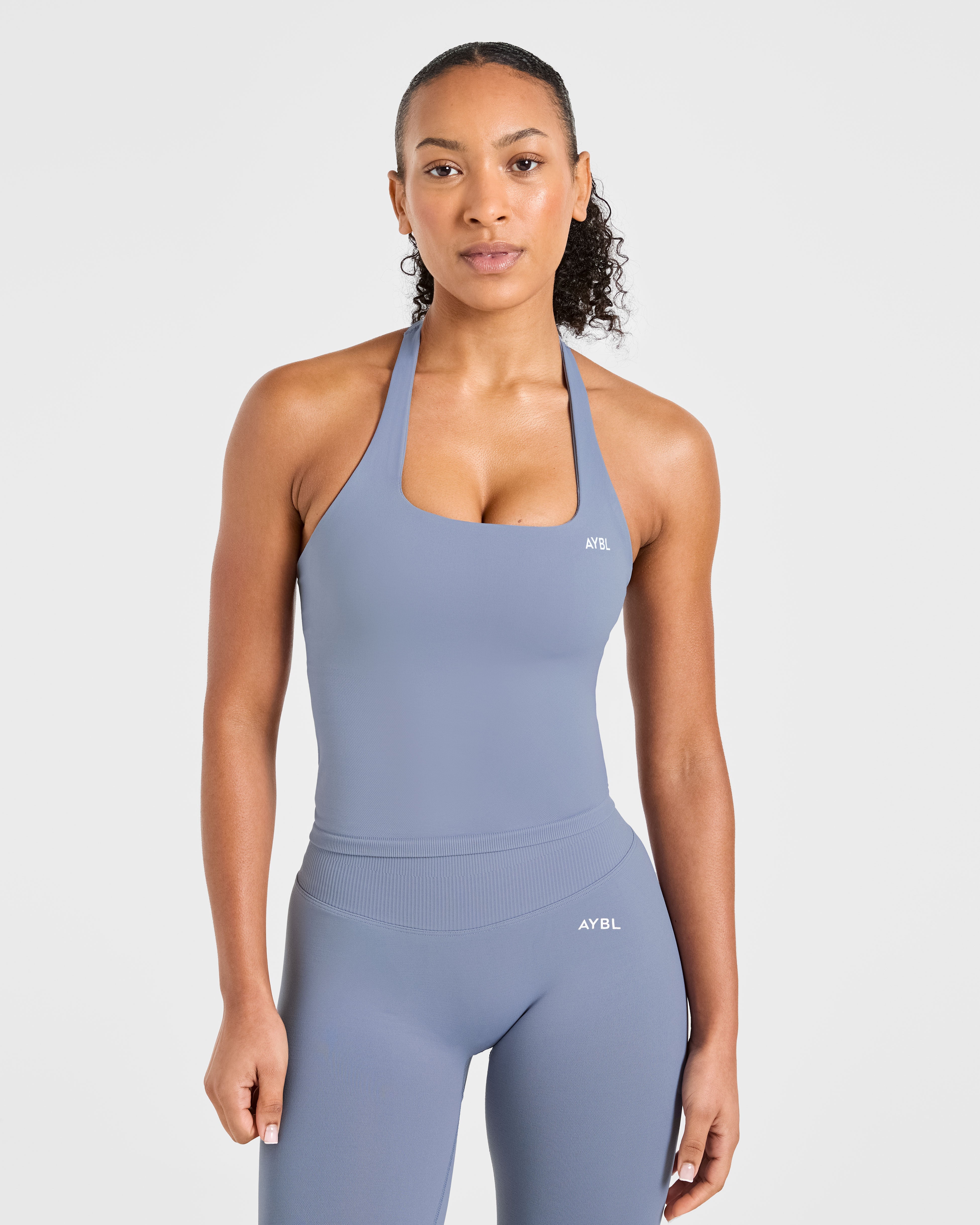 Enhance Seamless Halterneck Top - Slate Blau