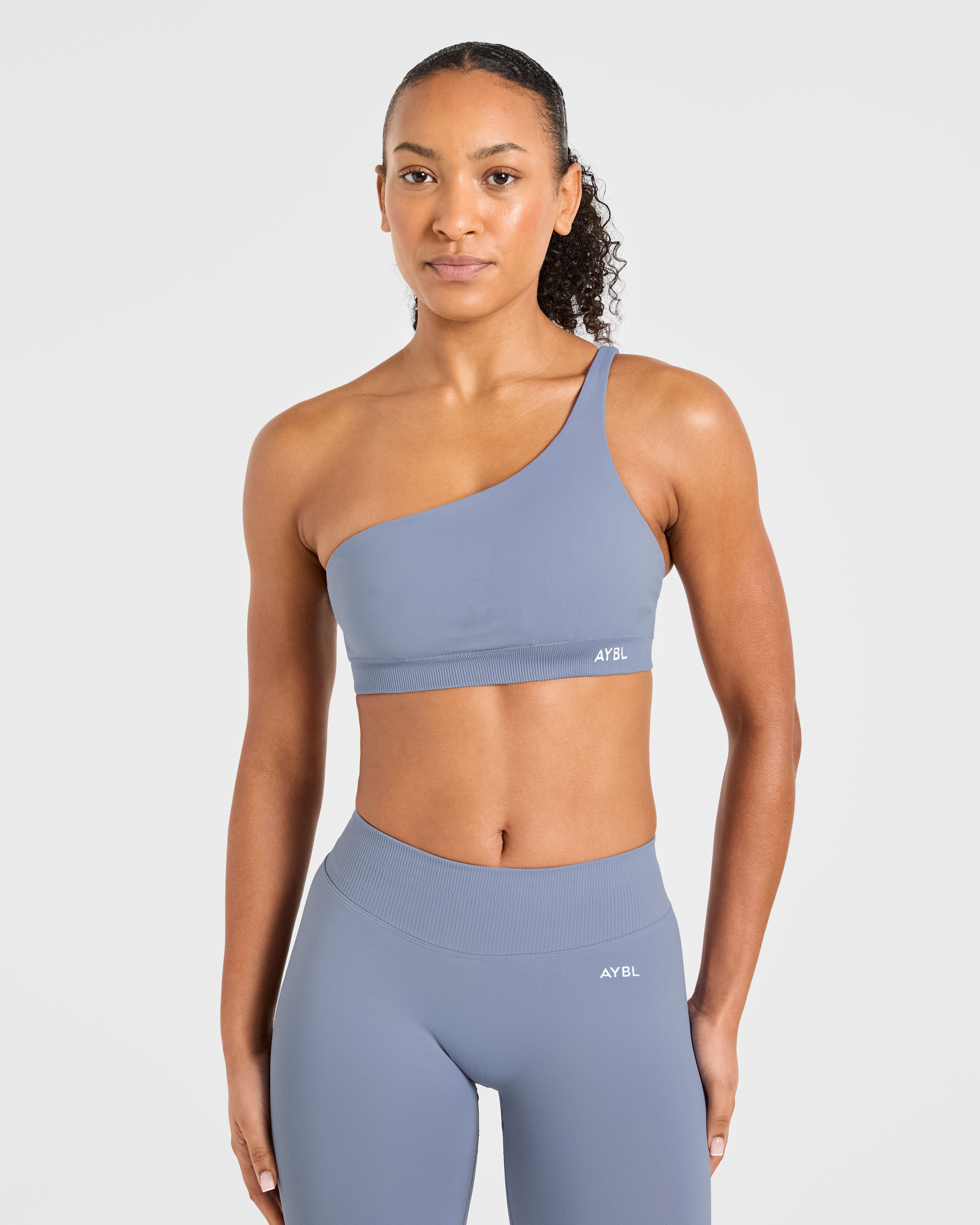 Enhance Seamless One Shoulder Sports Bra - Slate Blau