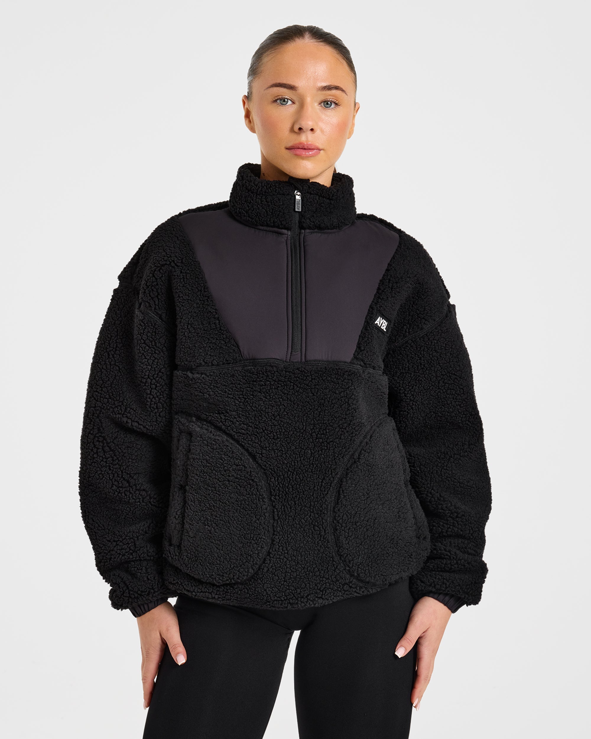 Signature 1/4 Zip Fleece Pullover - Schwarz
