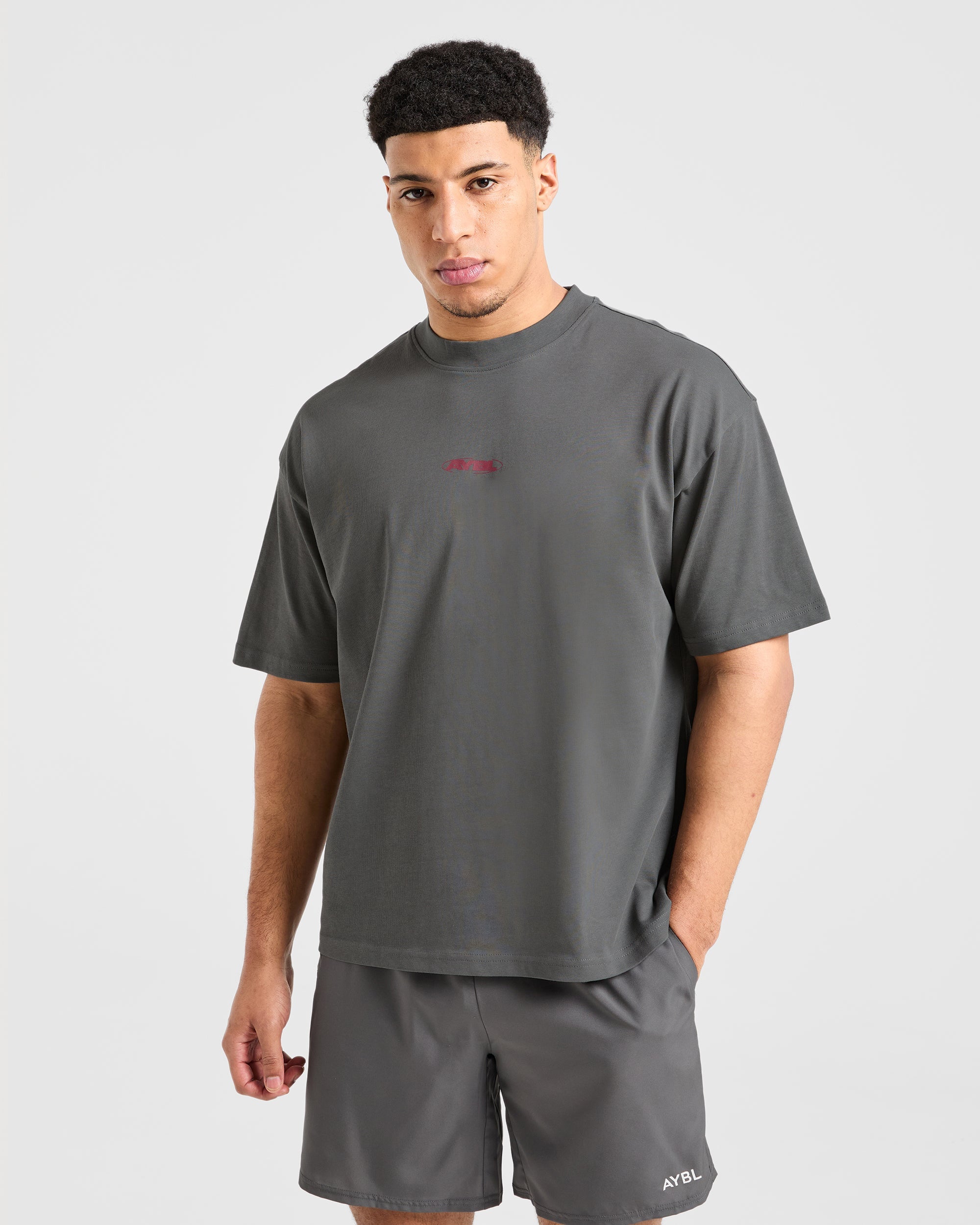 Orbit Oversized T Shirt - Charcoal/Rot
