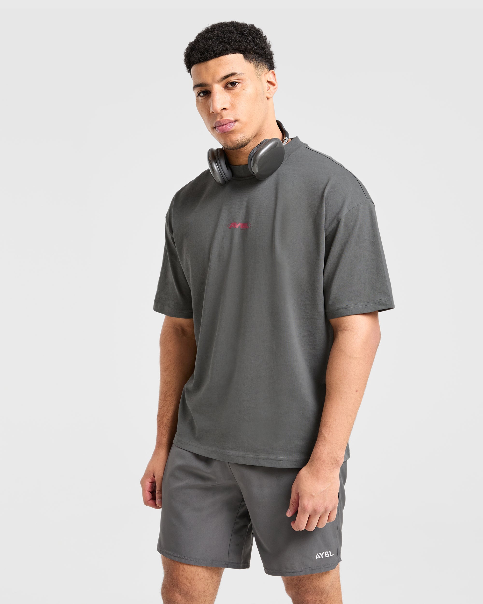 Orbit Oversized T Shirt - Charcoal/Rot