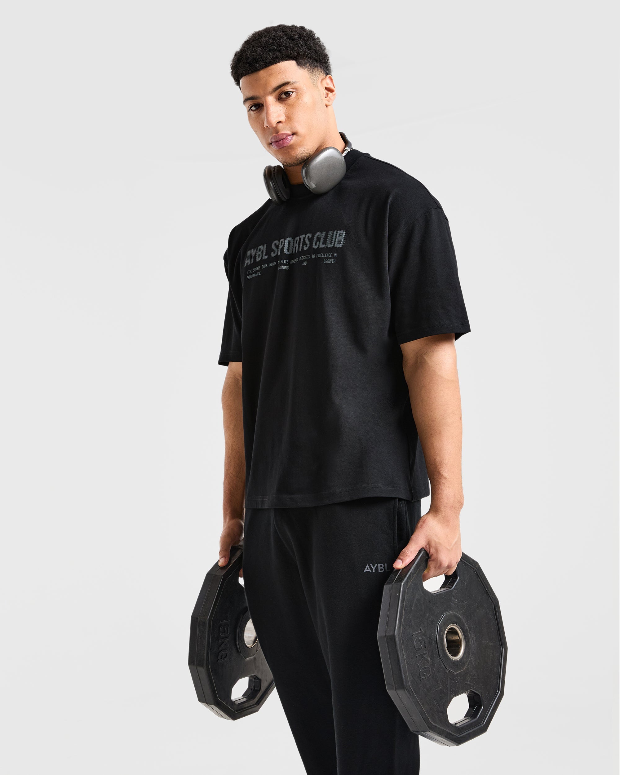 Sports Club Dot Oversized T Shirt - Schwarz