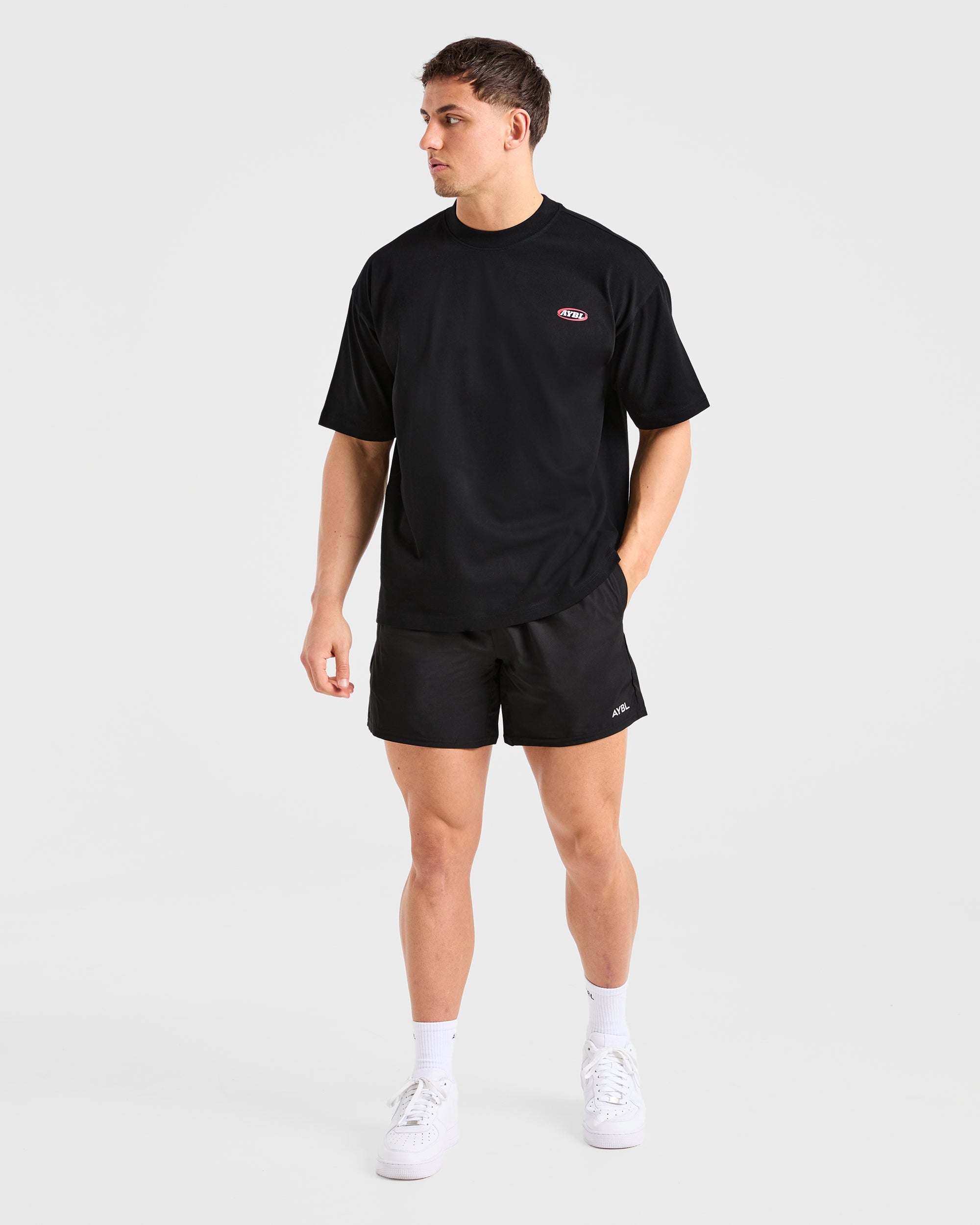Athletics Script Oversized T Shirt - Schwarz