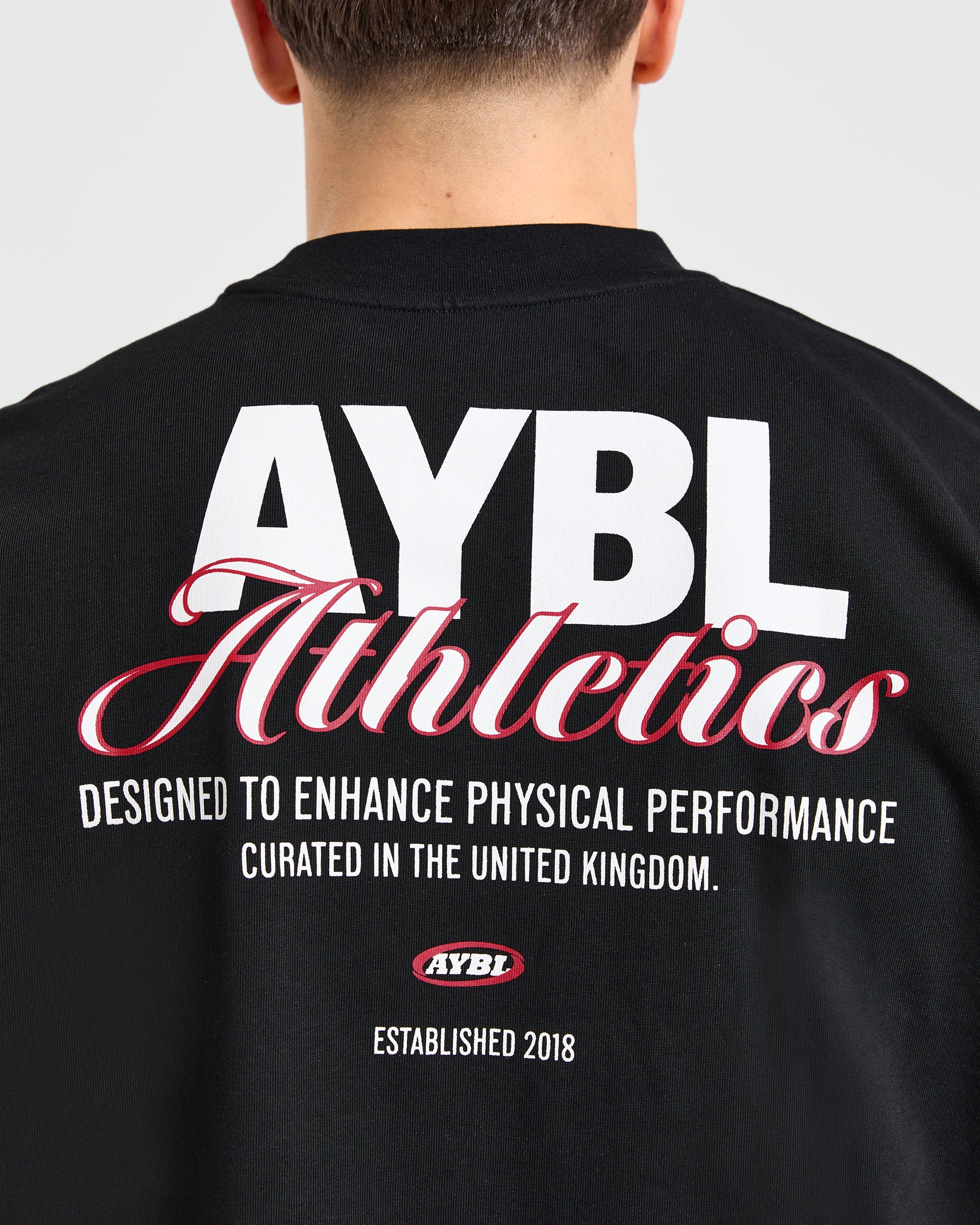 Athletics Script Oversized T Shirt - Schwarz