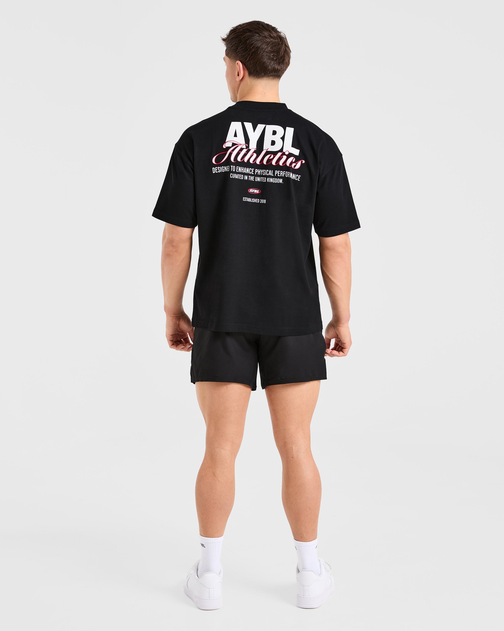 Athletics Script Oversized T Shirt - Schwarz