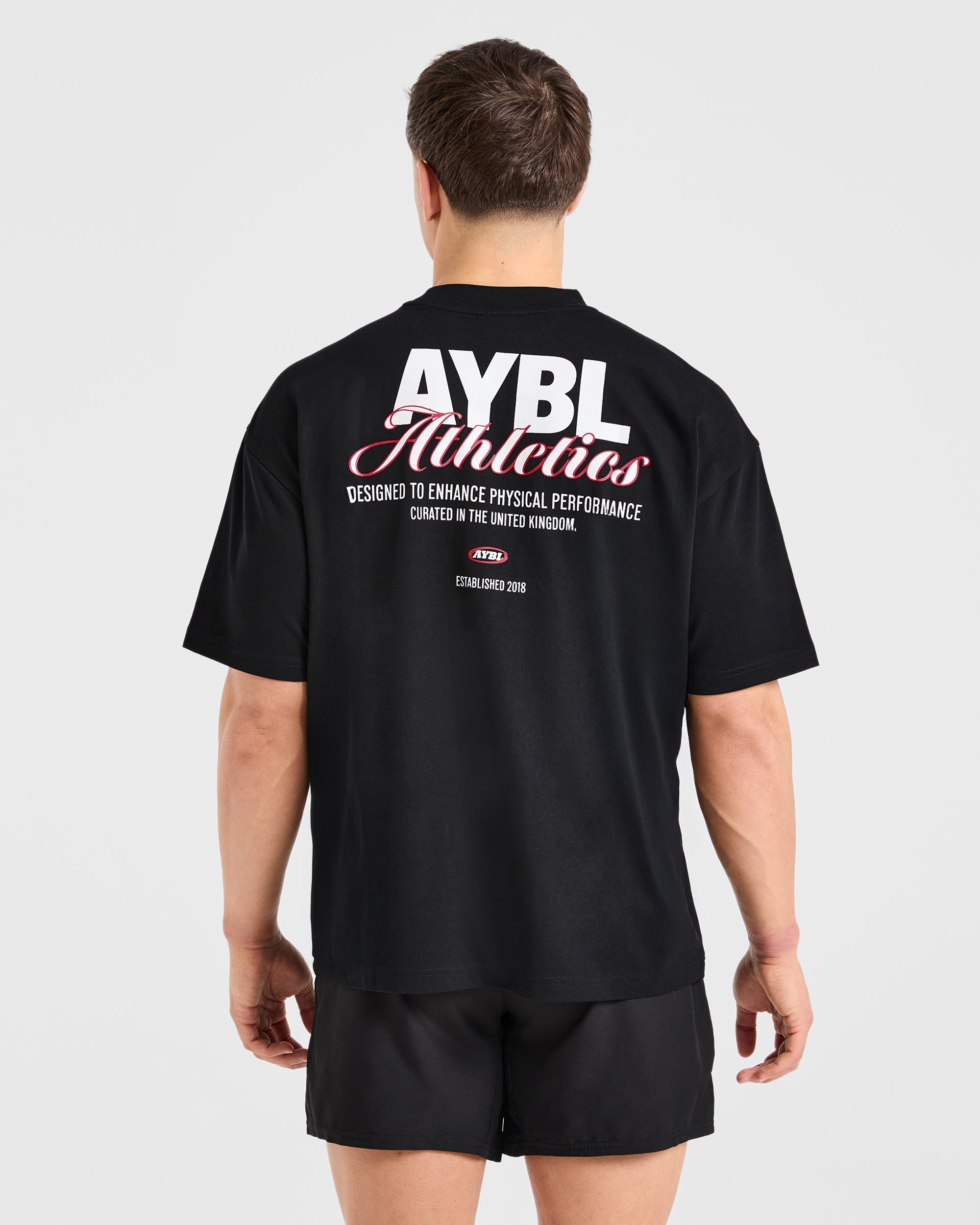 Athletics Script Oversized T Shirt - Schwarz