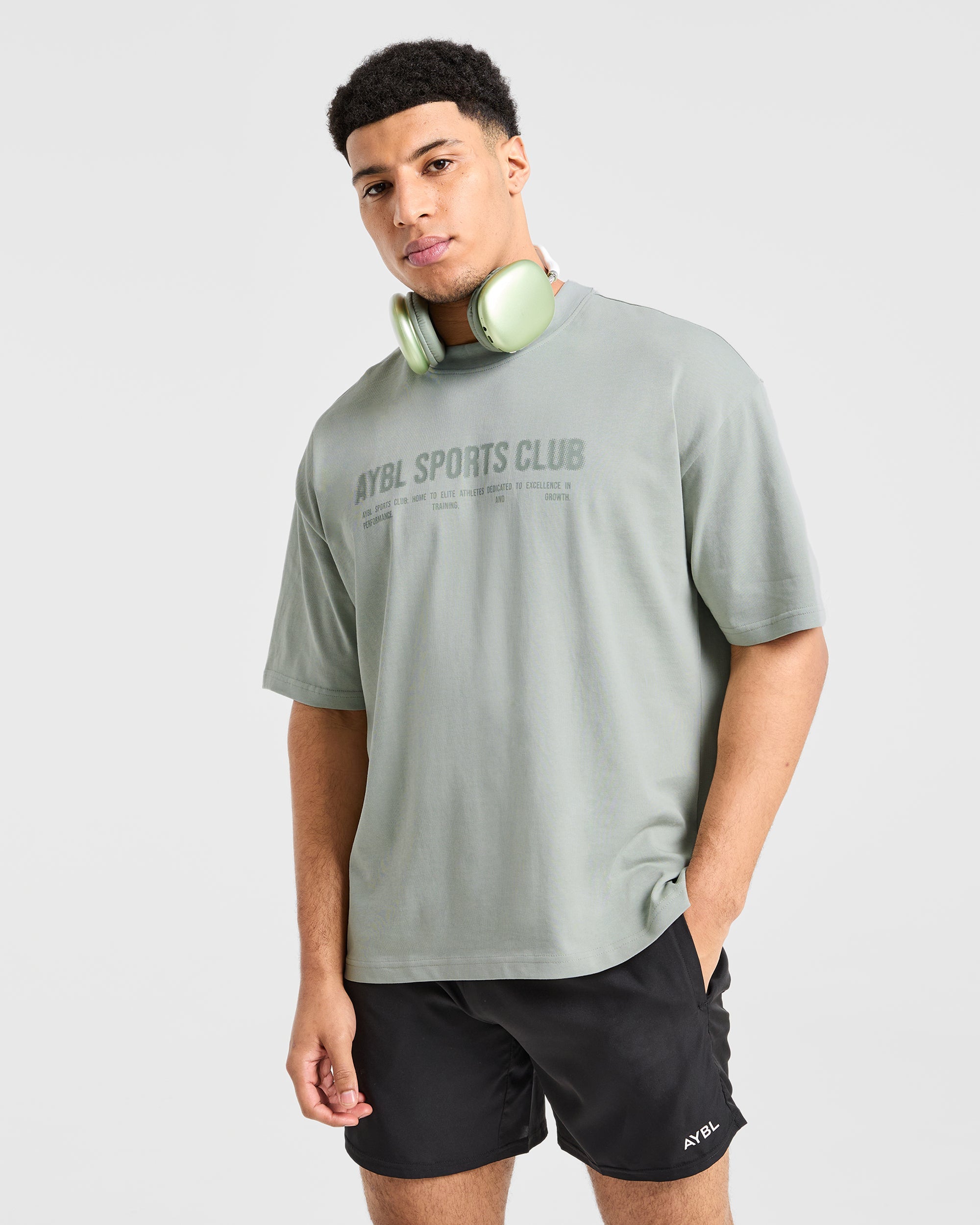 Sports Club Dot Oversized T Shirt - GrŸn Mist