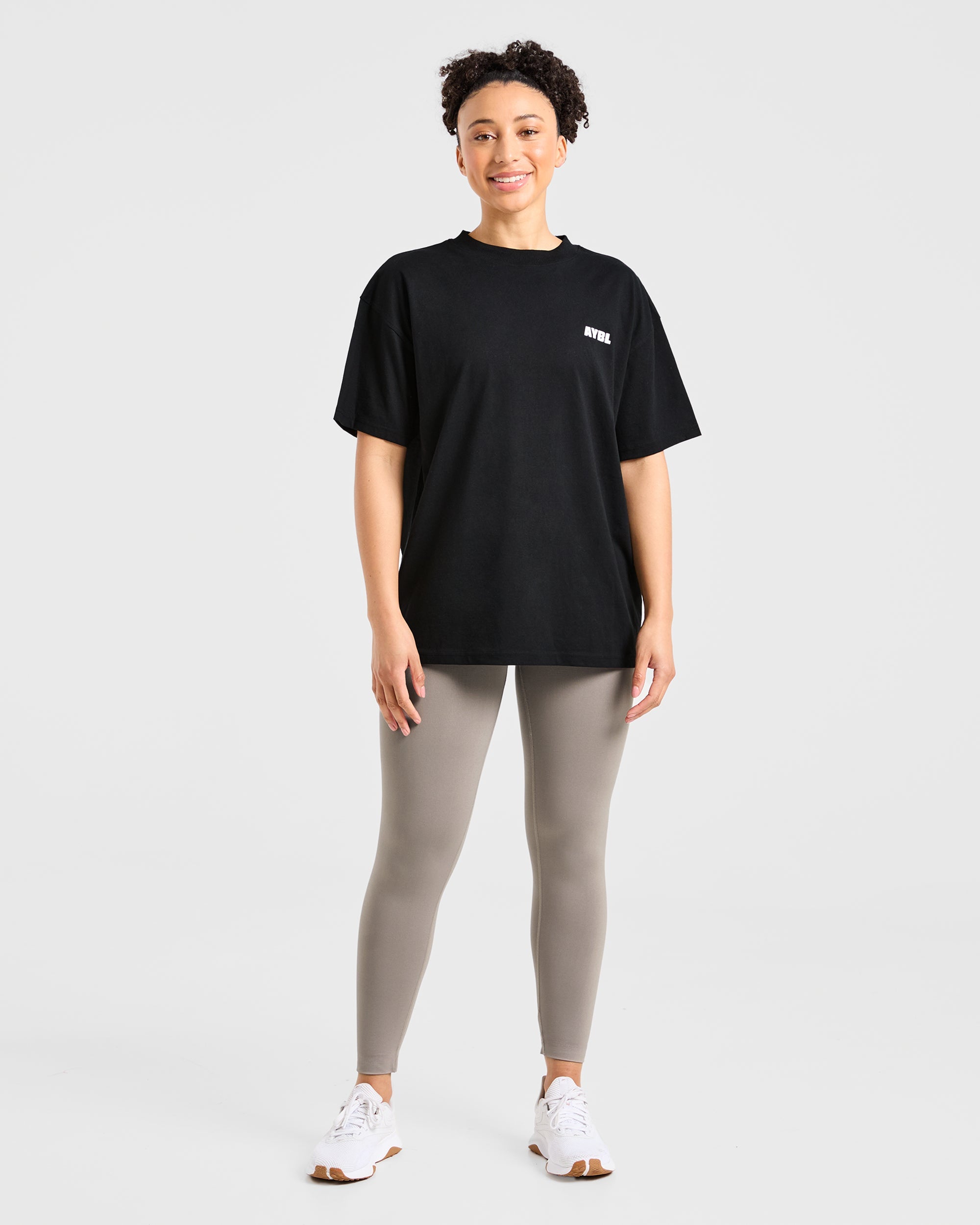 Focused Wavy Oversized T Shirt - Schwarz