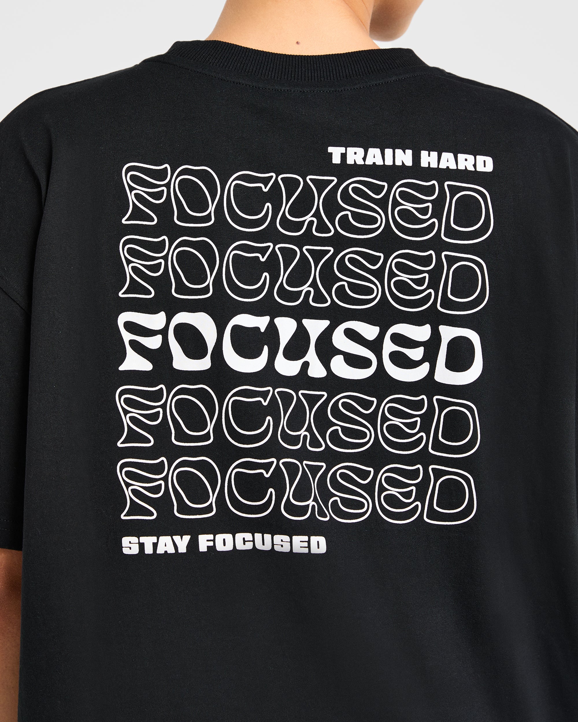 Focused Wavy Oversized T Shirt - Schwarz