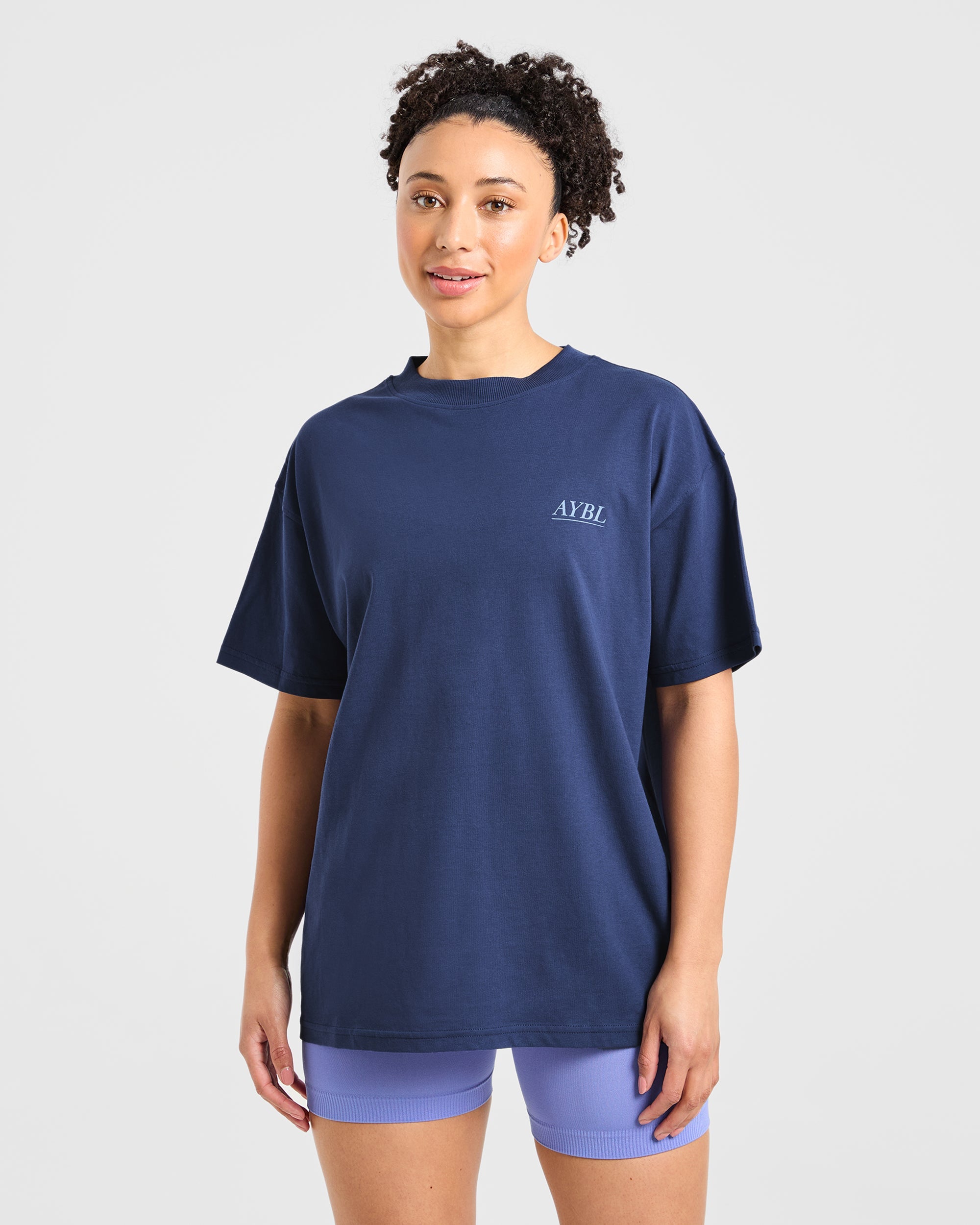 Power Lifting Illustration T Shirt - Blau