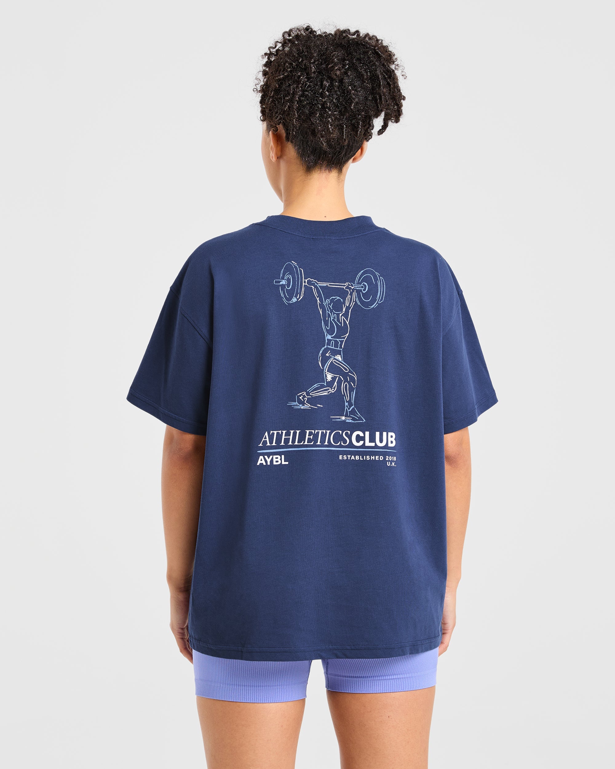 Power Lifting Illustration T Shirt - Blau