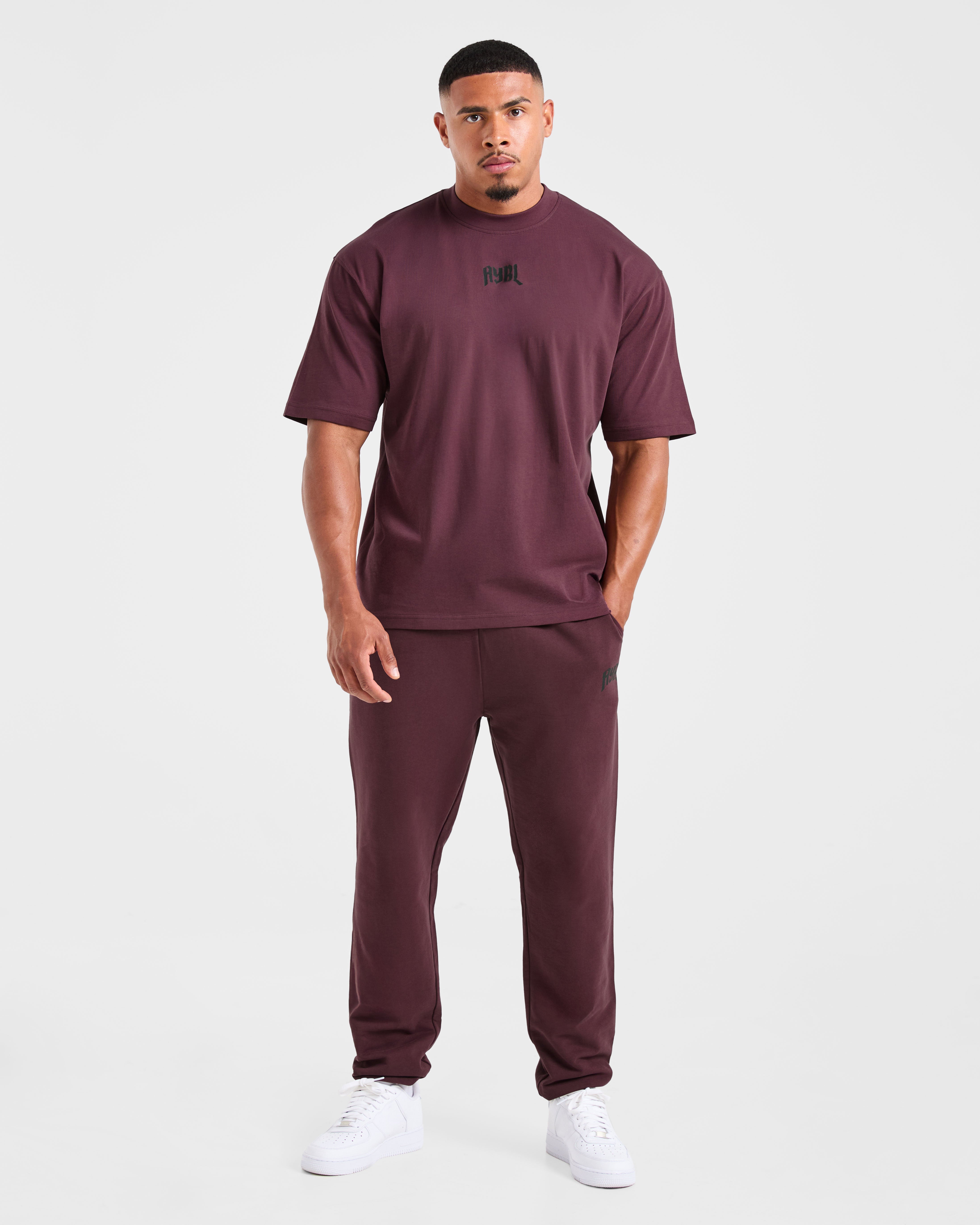 Lifting Club Gothic Oversized Joggers - Dusty Plum/Black