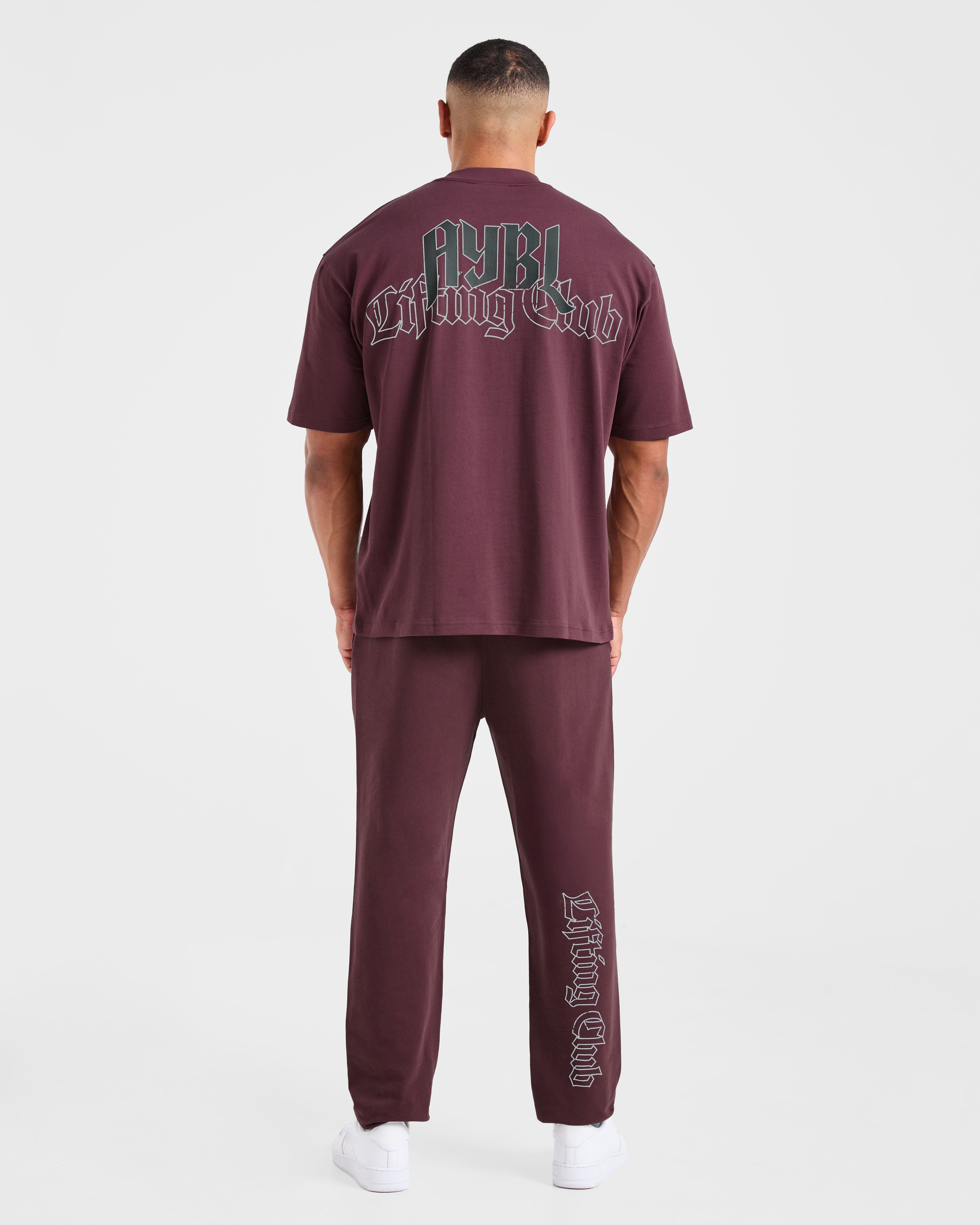 Lifting Club Gothic Oversized Joggers - Dusty Plum/Black