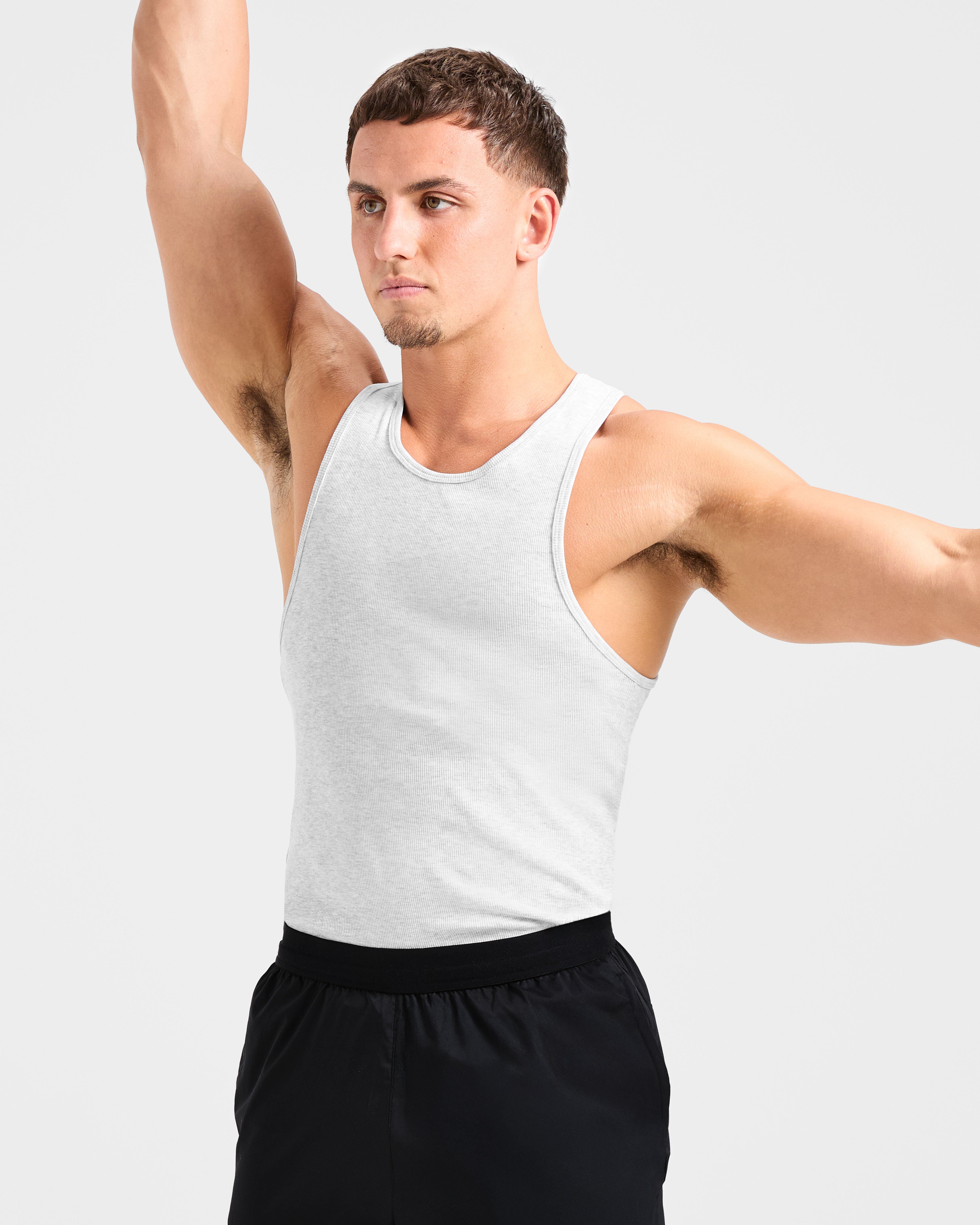 Muscle Ribbed Tank - Light Grau Marl