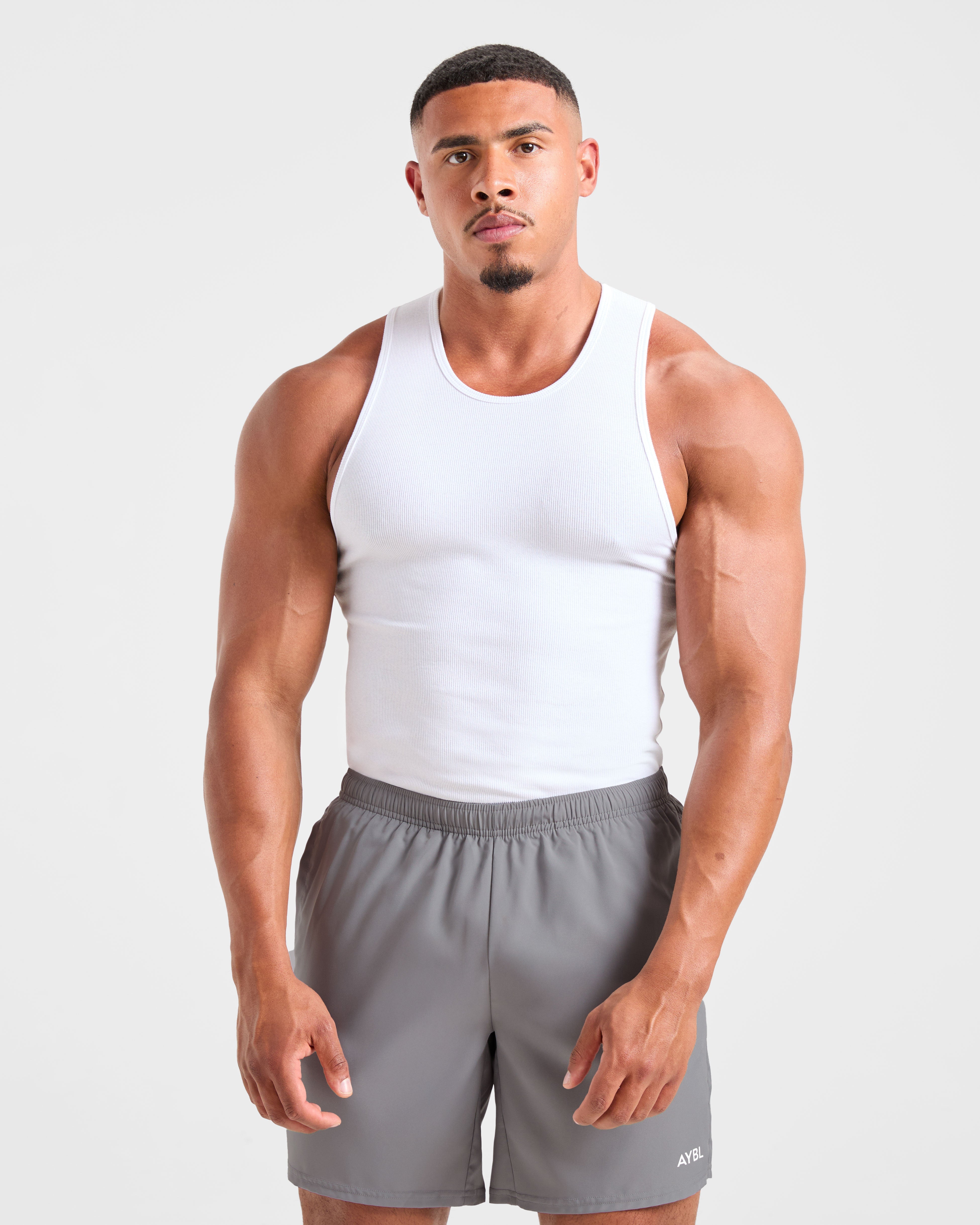 Muscle Ribbed Tank - Weiß