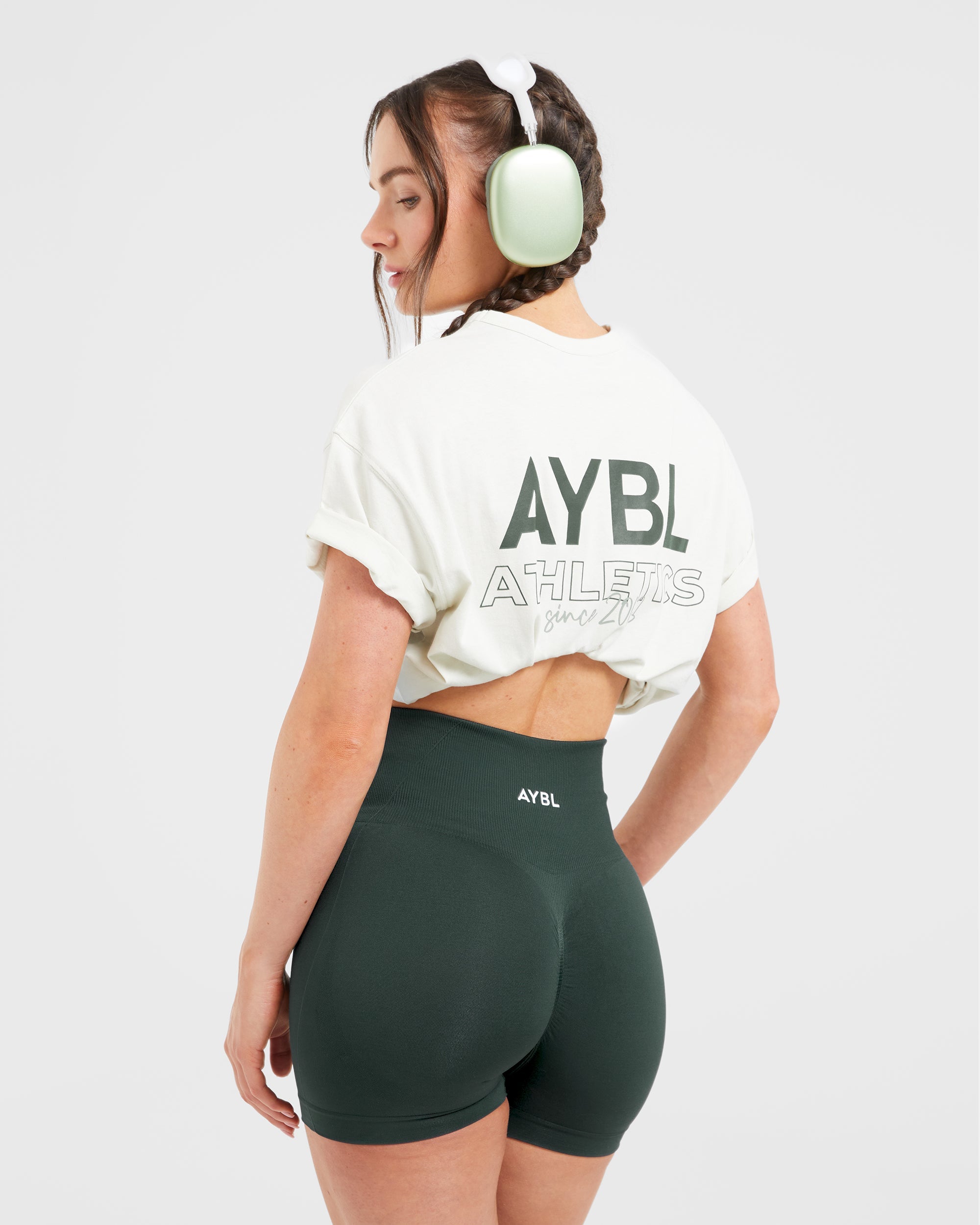 AYBL Athletics Oversized T Shirt - Off Weiß/Grün