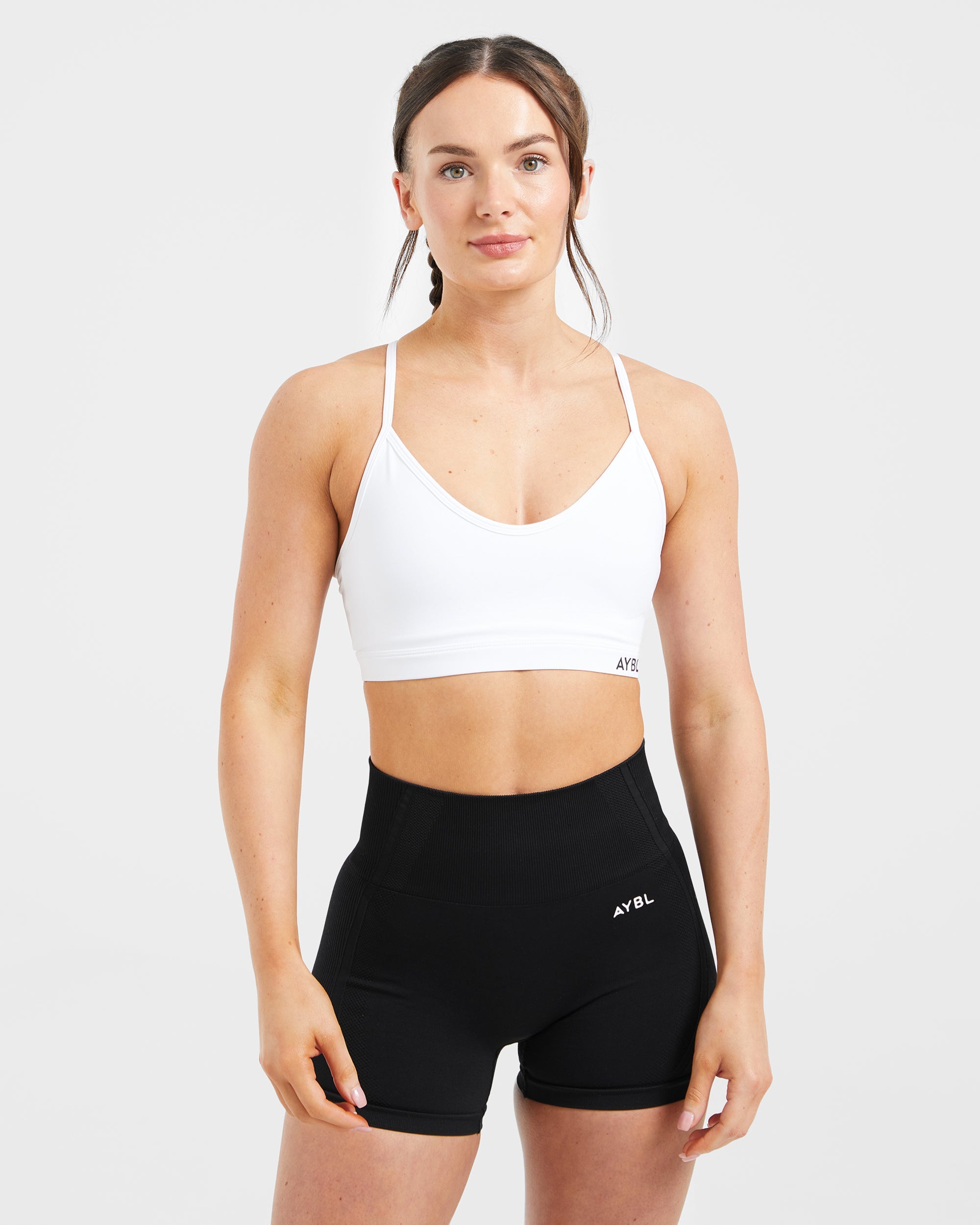 Essential V Neck Sports Bra - Weiß
