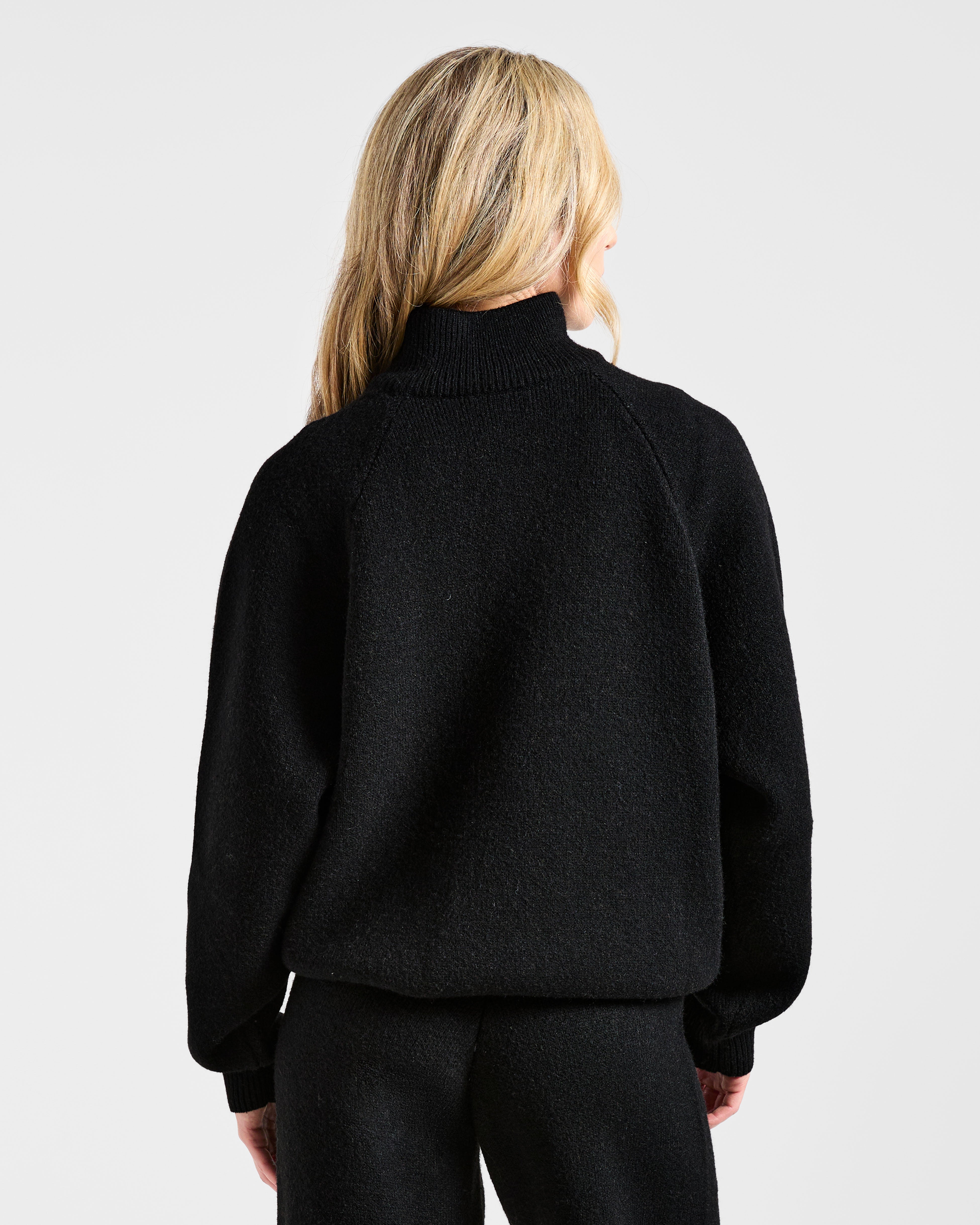 Soft Oversized Knitted 1/4 Zip - Schwarz
