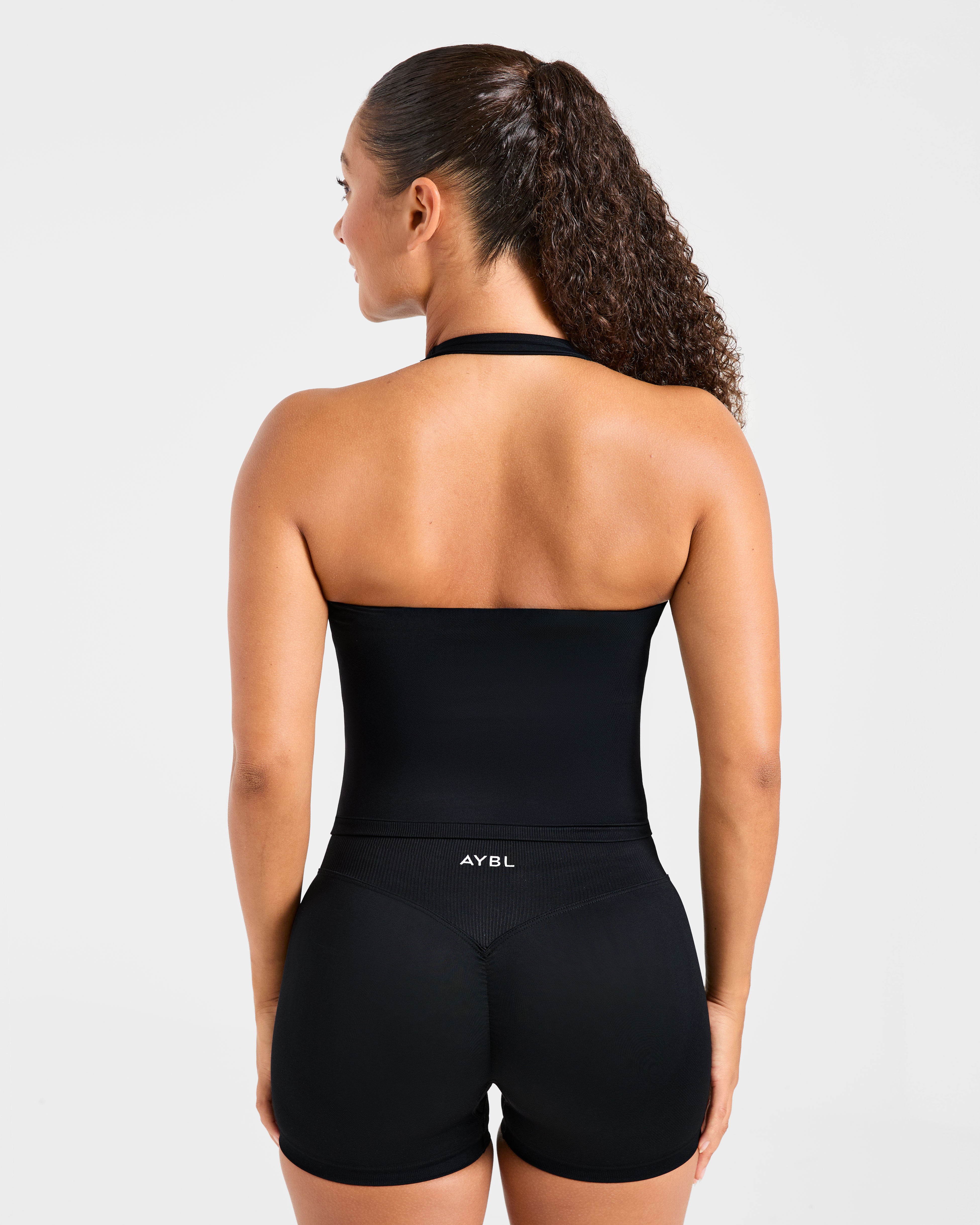 Enhance Seamless Halterneck Top - Schwarz