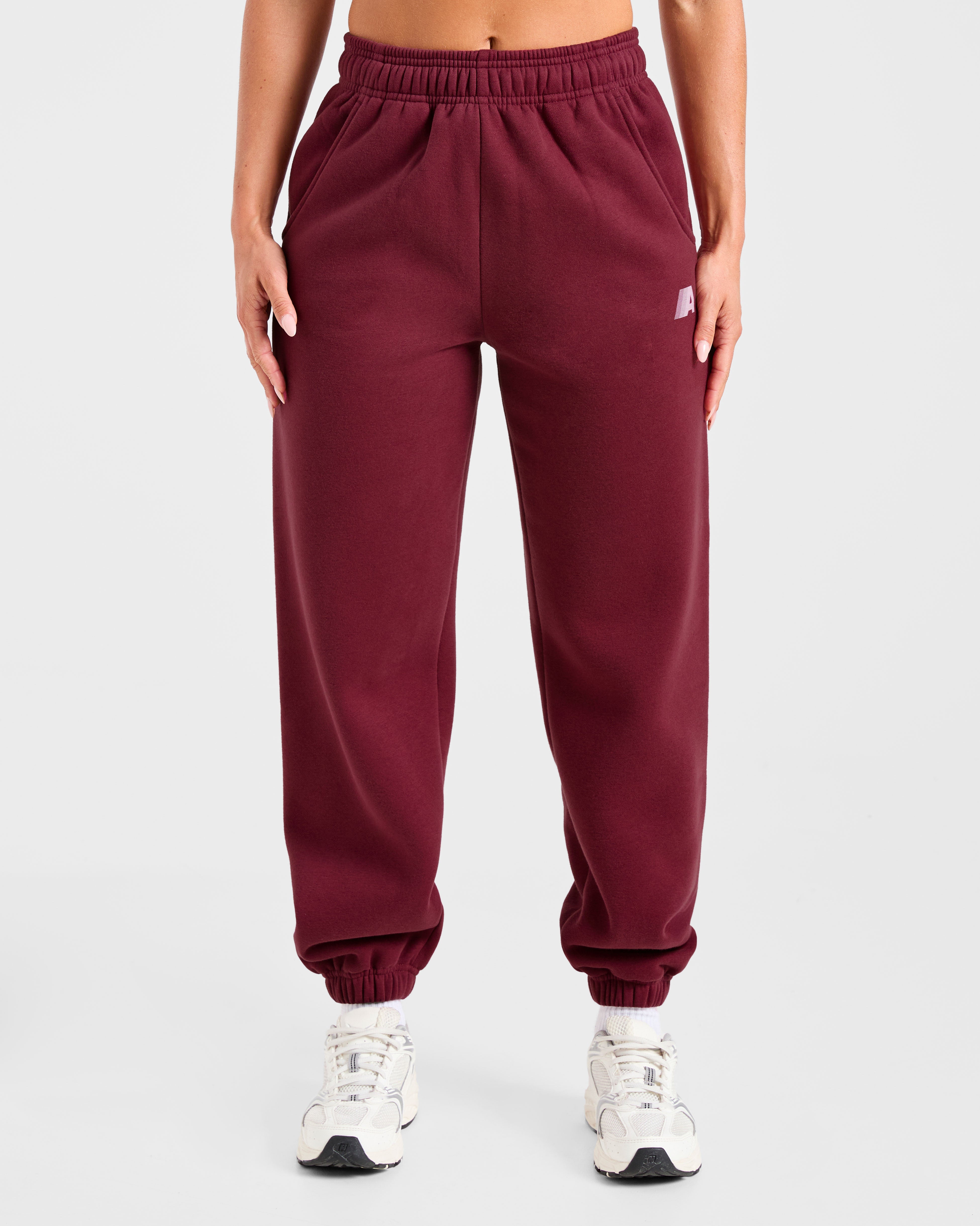 Retro Athletics Oversized Joggers - Deep Raspberry/Rosa