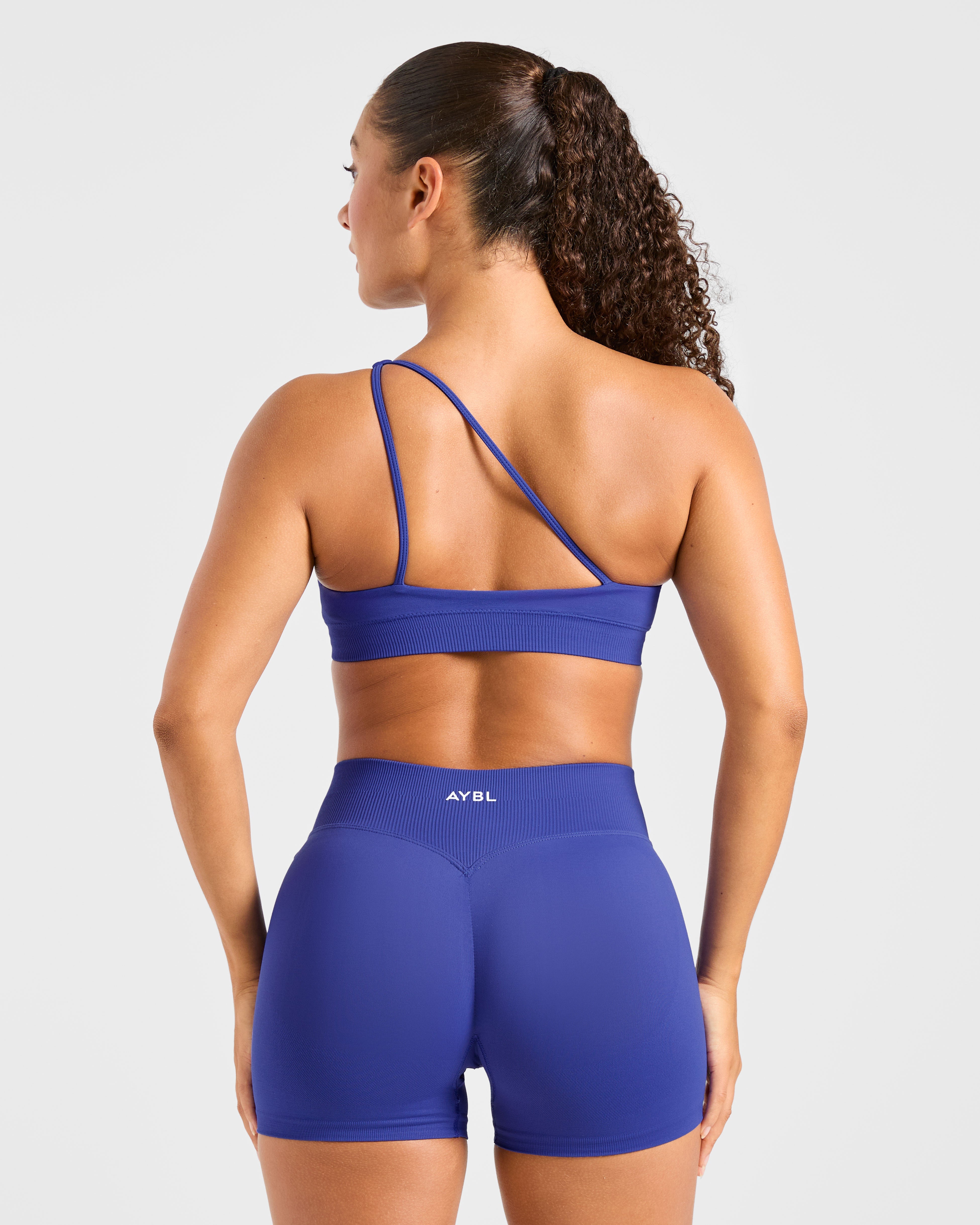 Enhance Seamless One Shoulder Sports Bra - Cobalt Blau