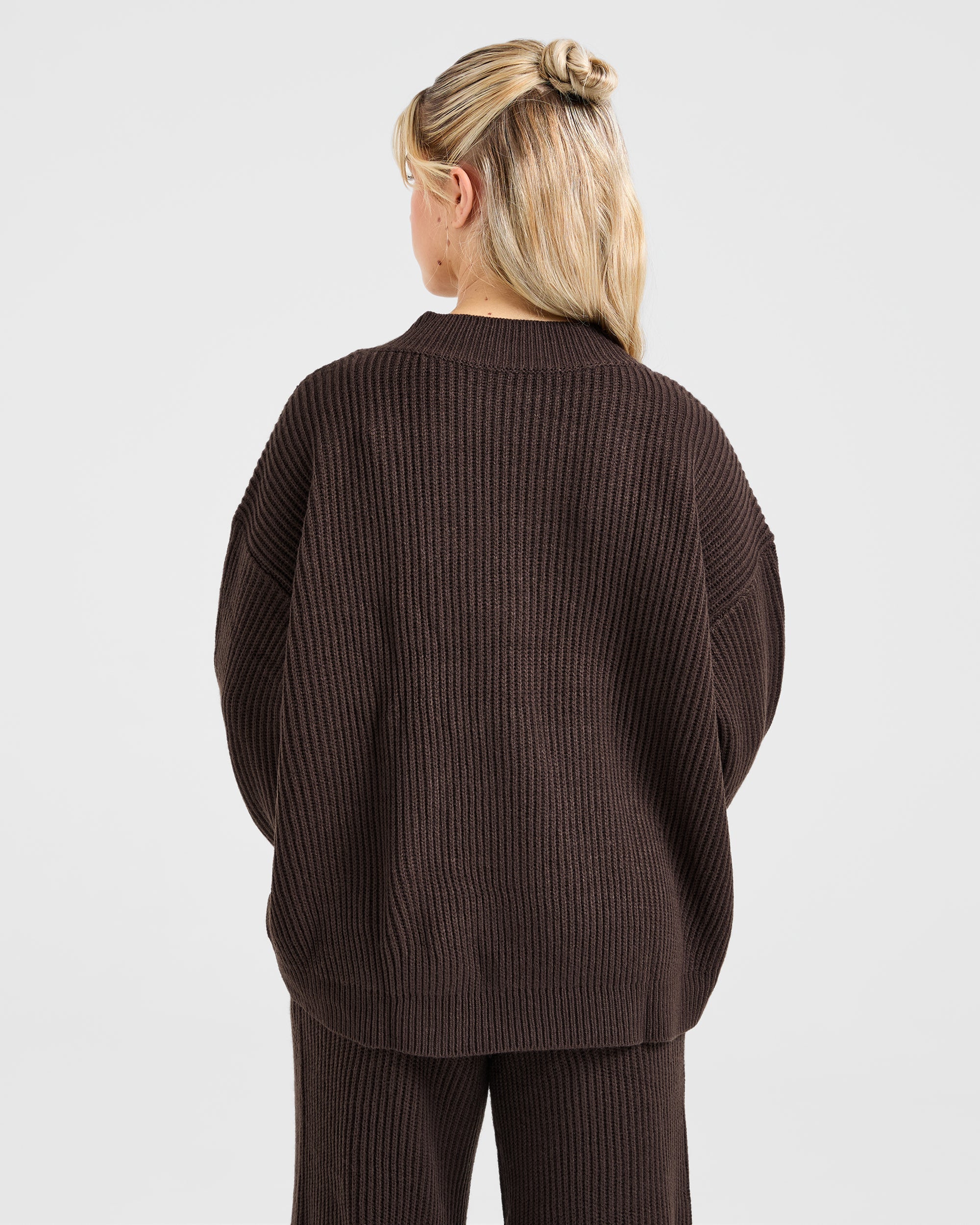 Lounge Oversized Knit Cardigan - Deep Cocoa Braun
