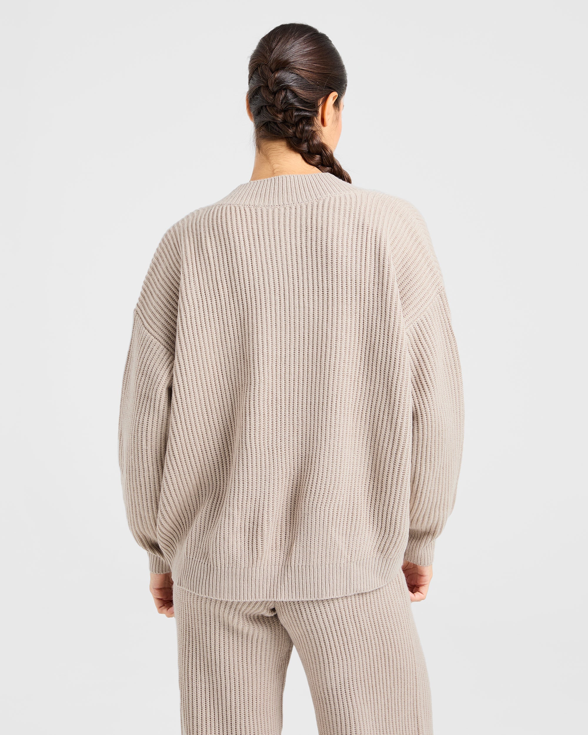Lounge Oversized Knit Cardigan - Taupe Braun