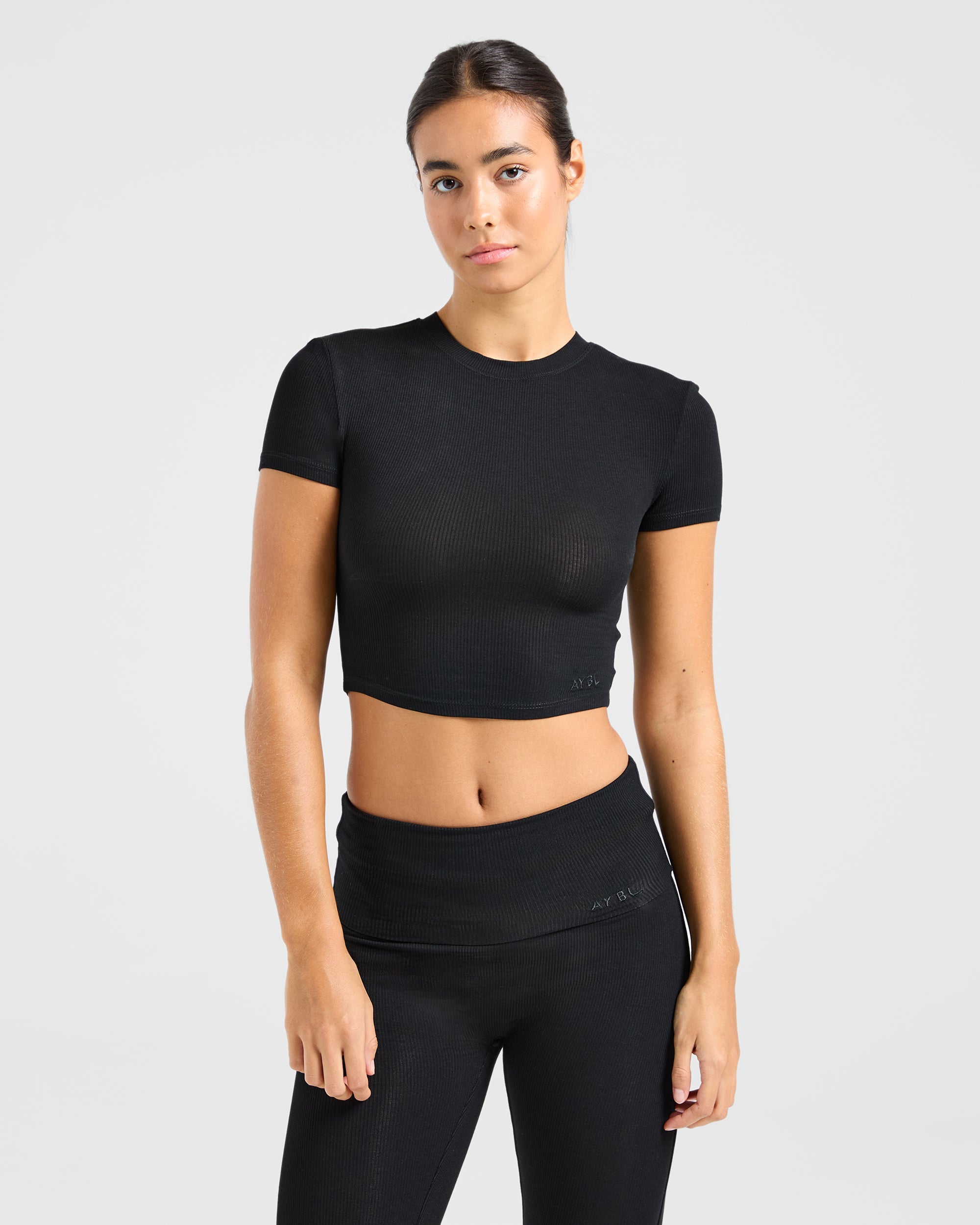 Lounge Ribbed T Shirt - Schwarz