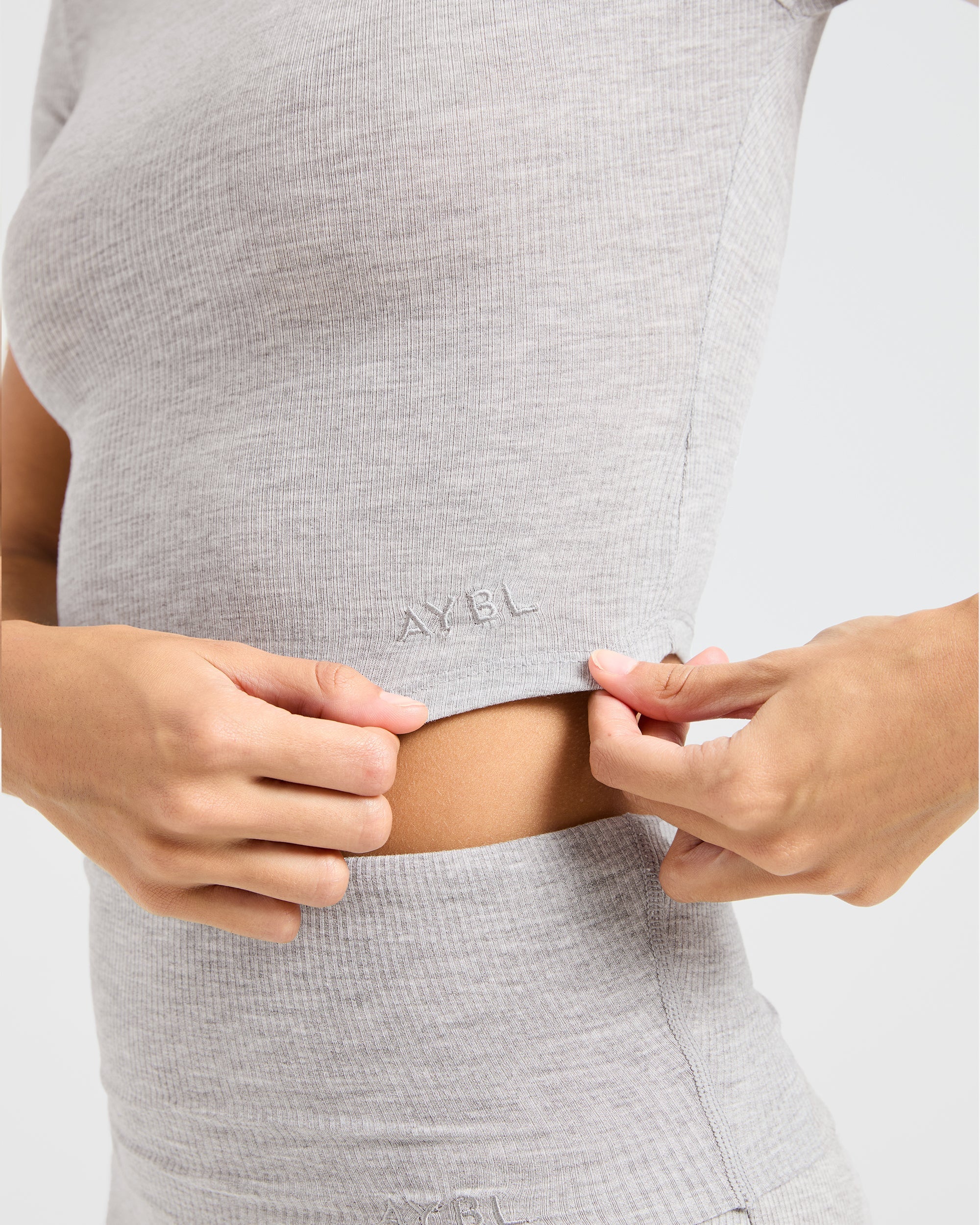 Lounge Ribbed T Shirt - Grau Marl