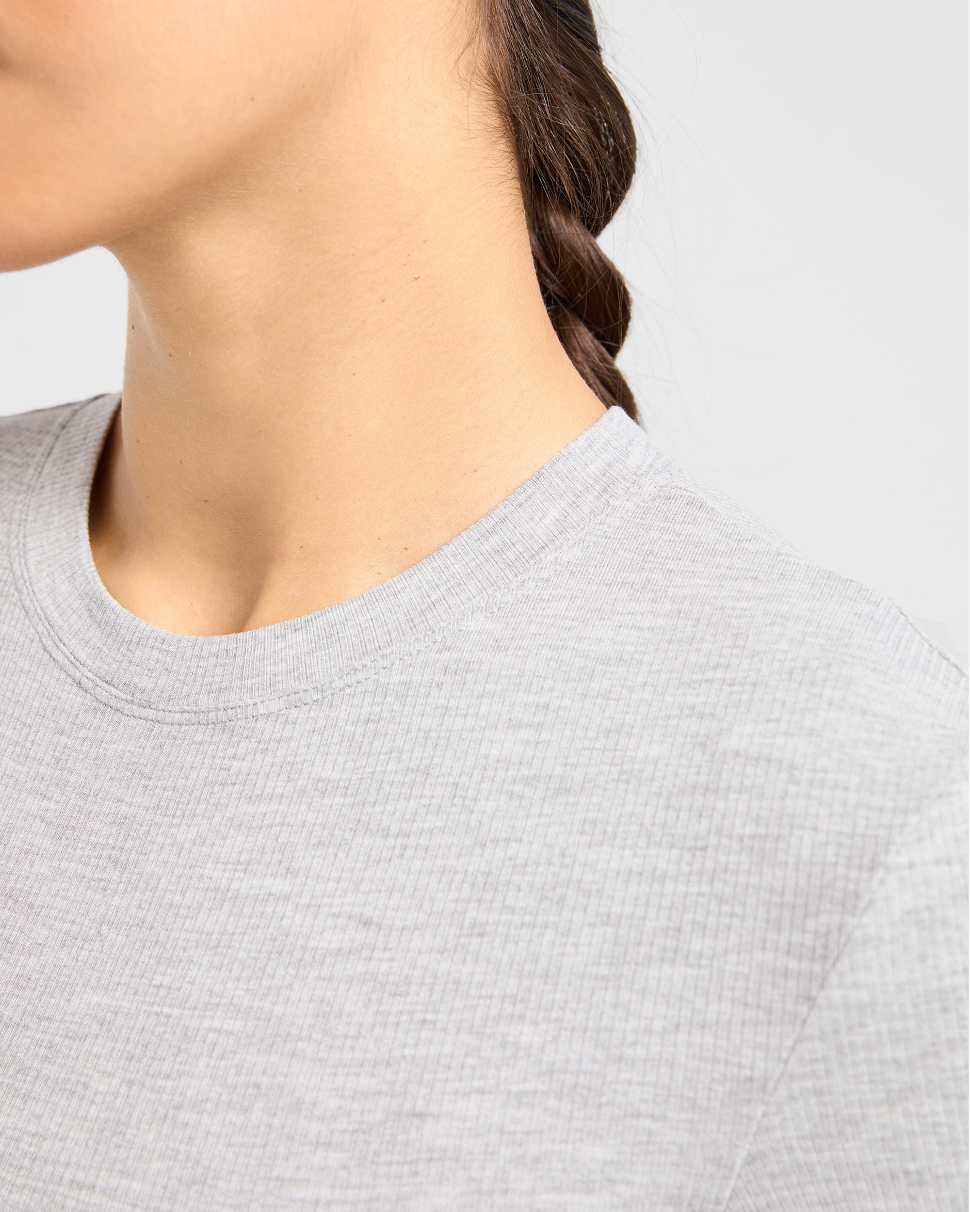 Lounge Ribbed T Shirt - Grau Marl