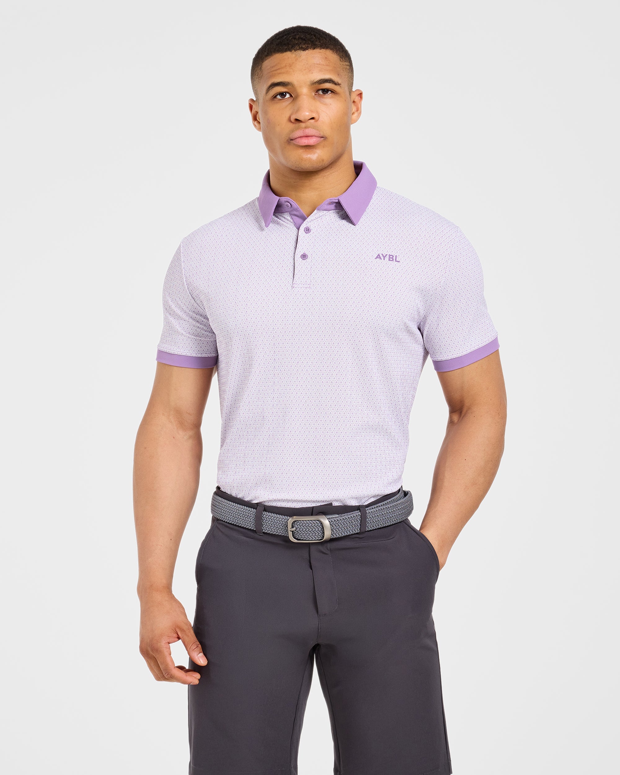 Precision Geometric Polo - Weiß/Flieder