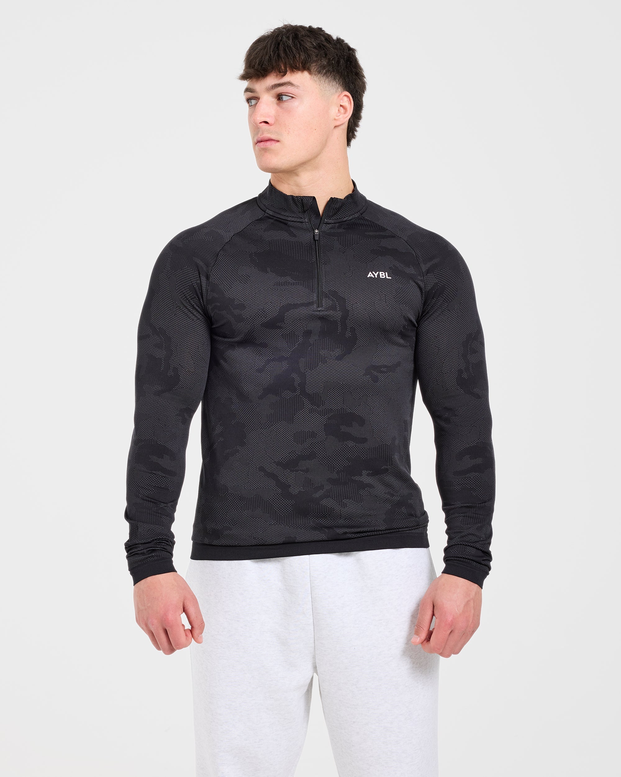 Camo Seamless 1/4 Zip Pullover - Schwarz