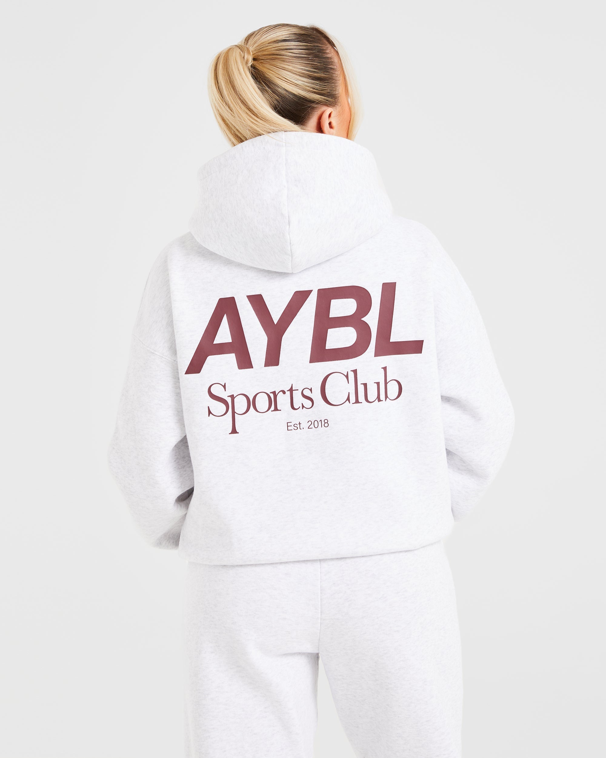 AYBL Sports Club Oversized Hoodie - Grau Marl/Burgundy