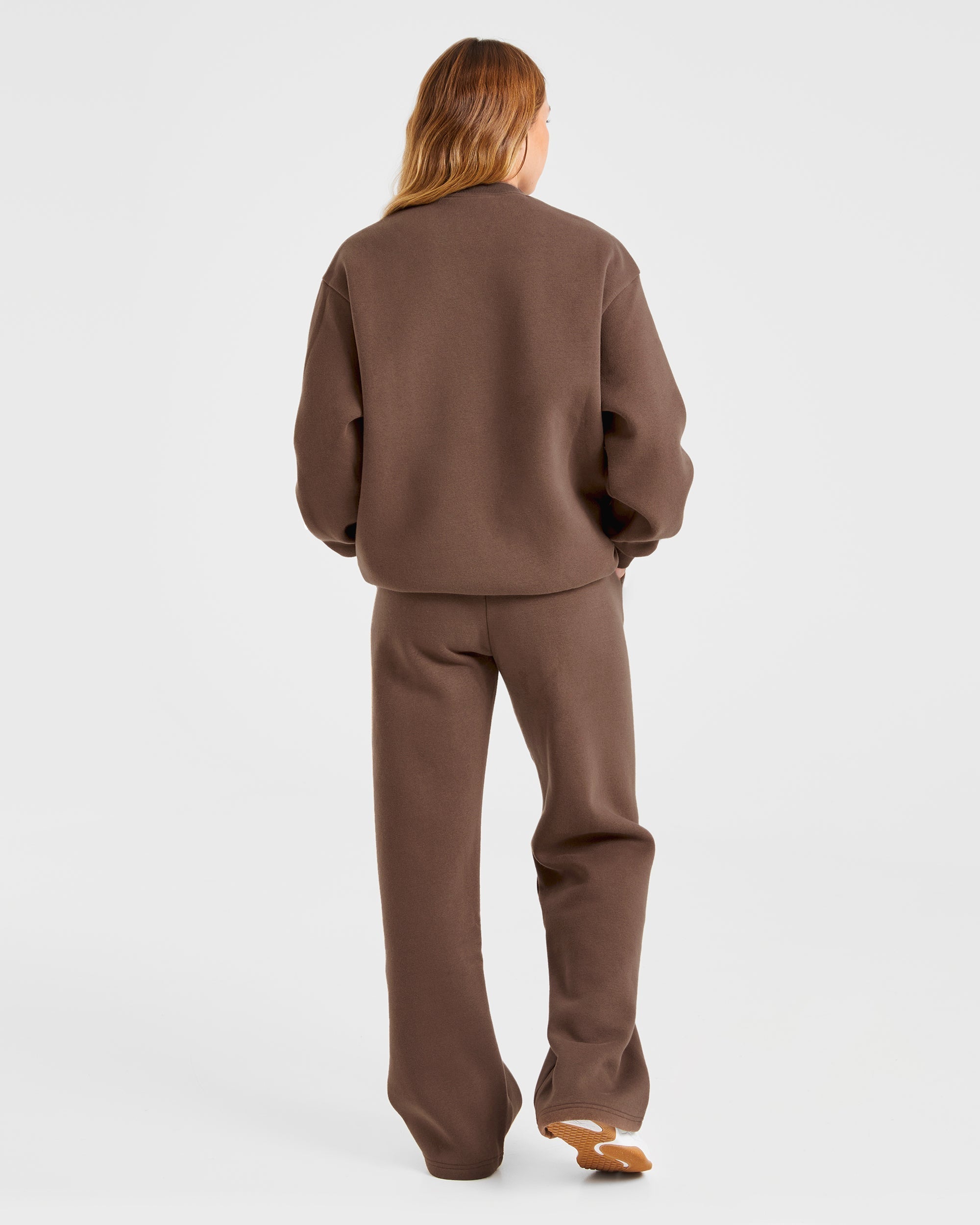 Varsity Oversized Straight Leg Joggers - Braun