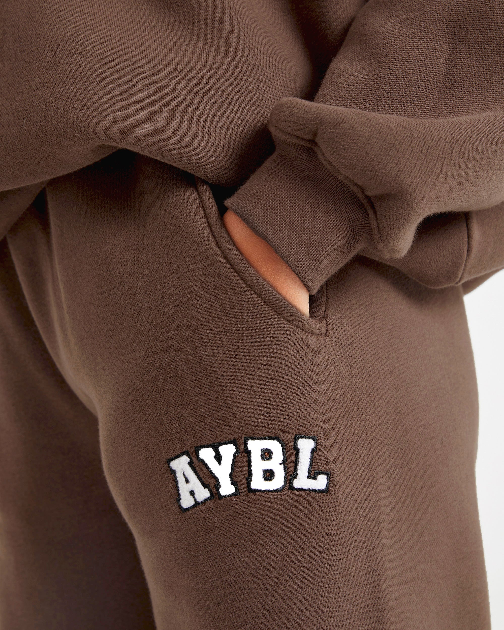 Varsity Oversized Straight Leg Joggers - Braun