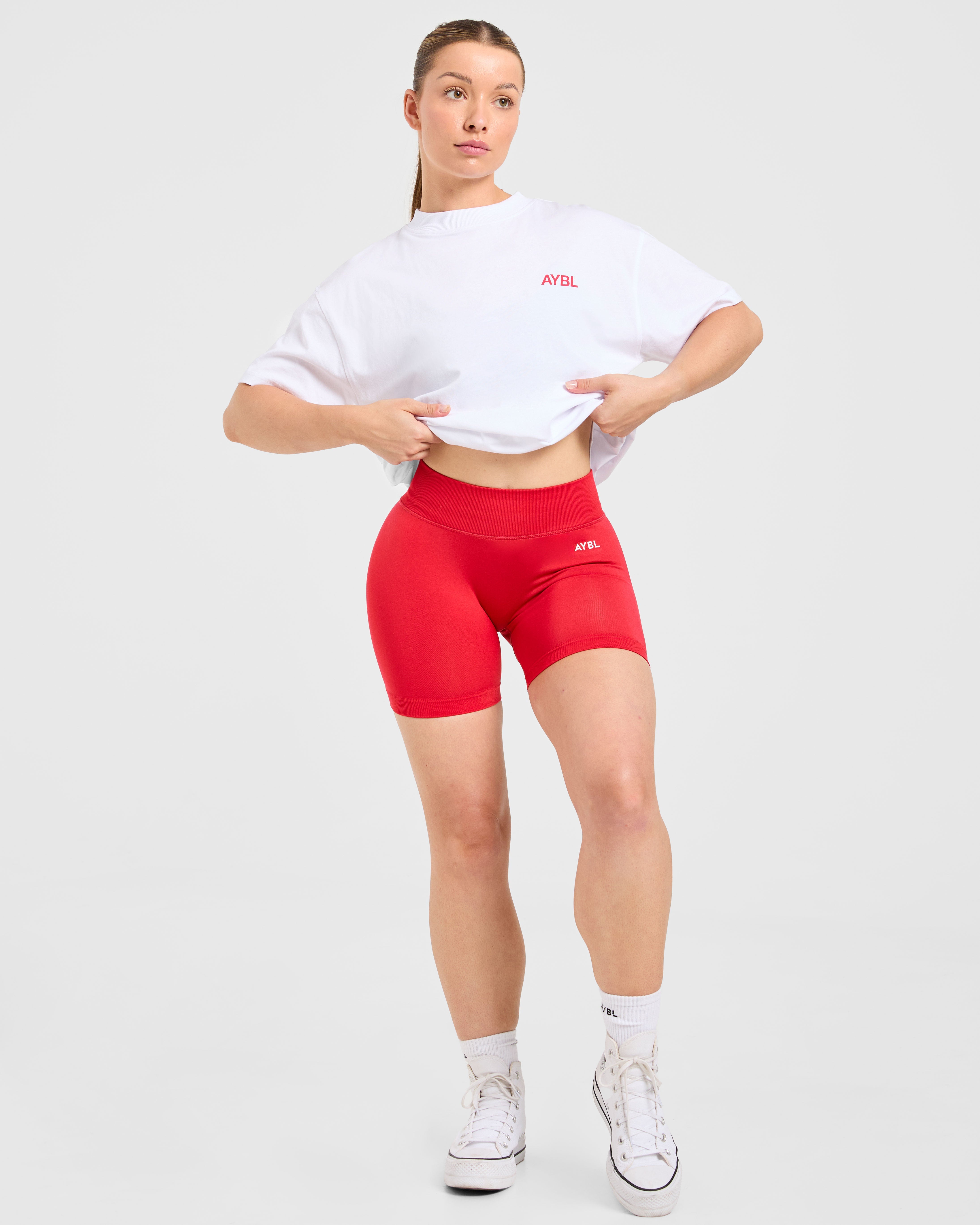 AYBL Sports Club Oversized T Shirt - Weiß/True Rot