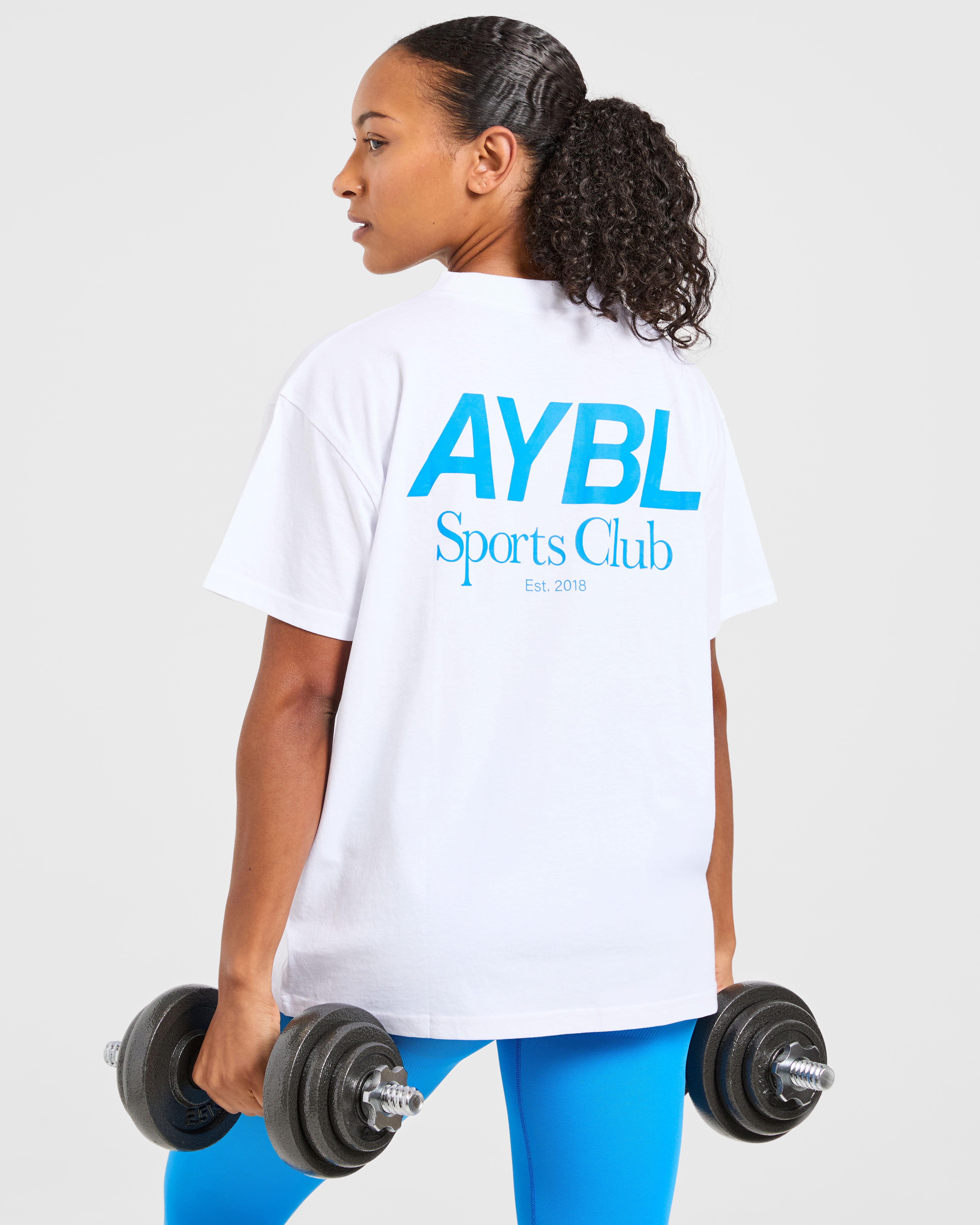 AYBL Sports Club Oversized T Shirt - Weiß/Cobalt
