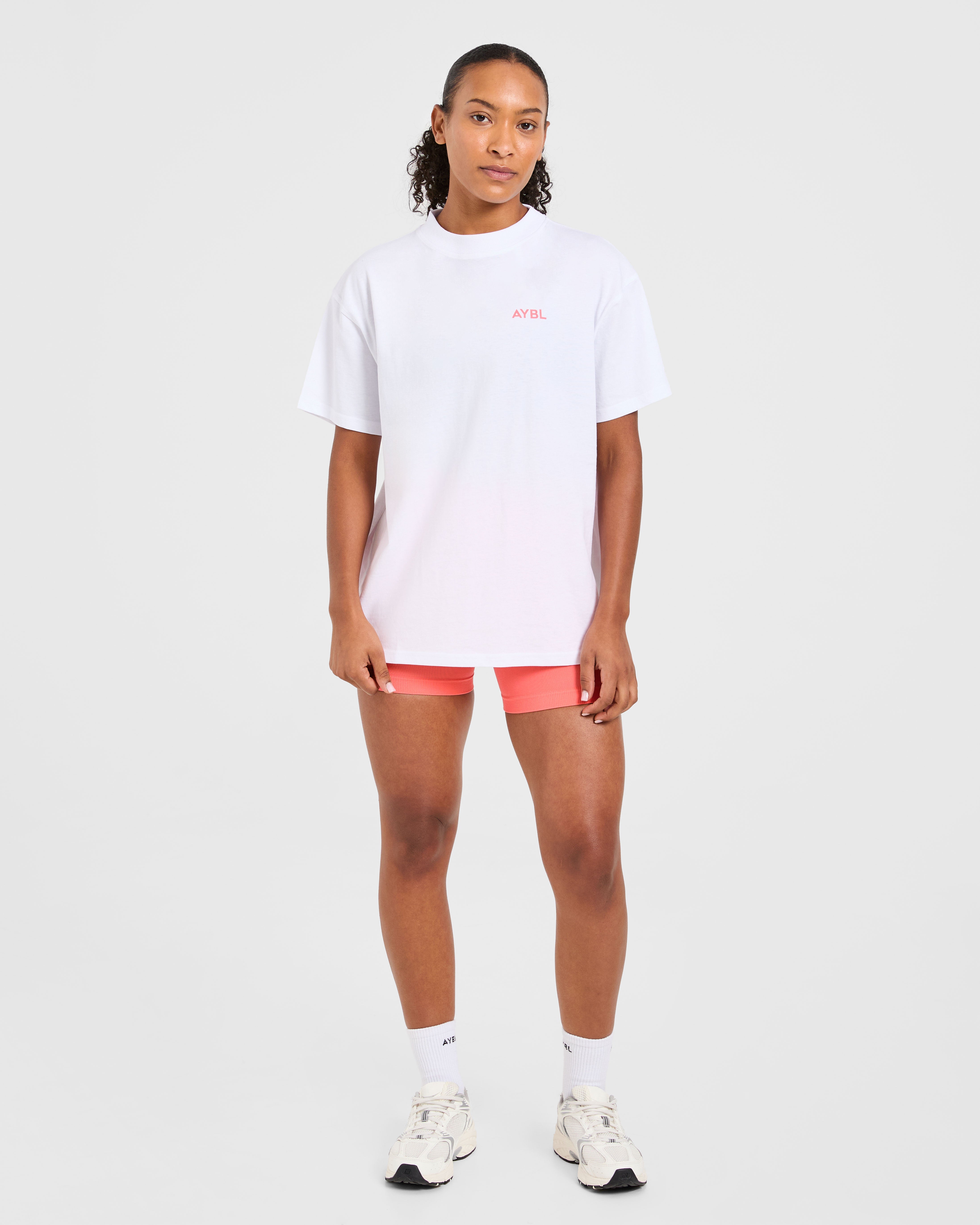 Lift Graphic Oversized T Shirt - Weiß/Coral Peach