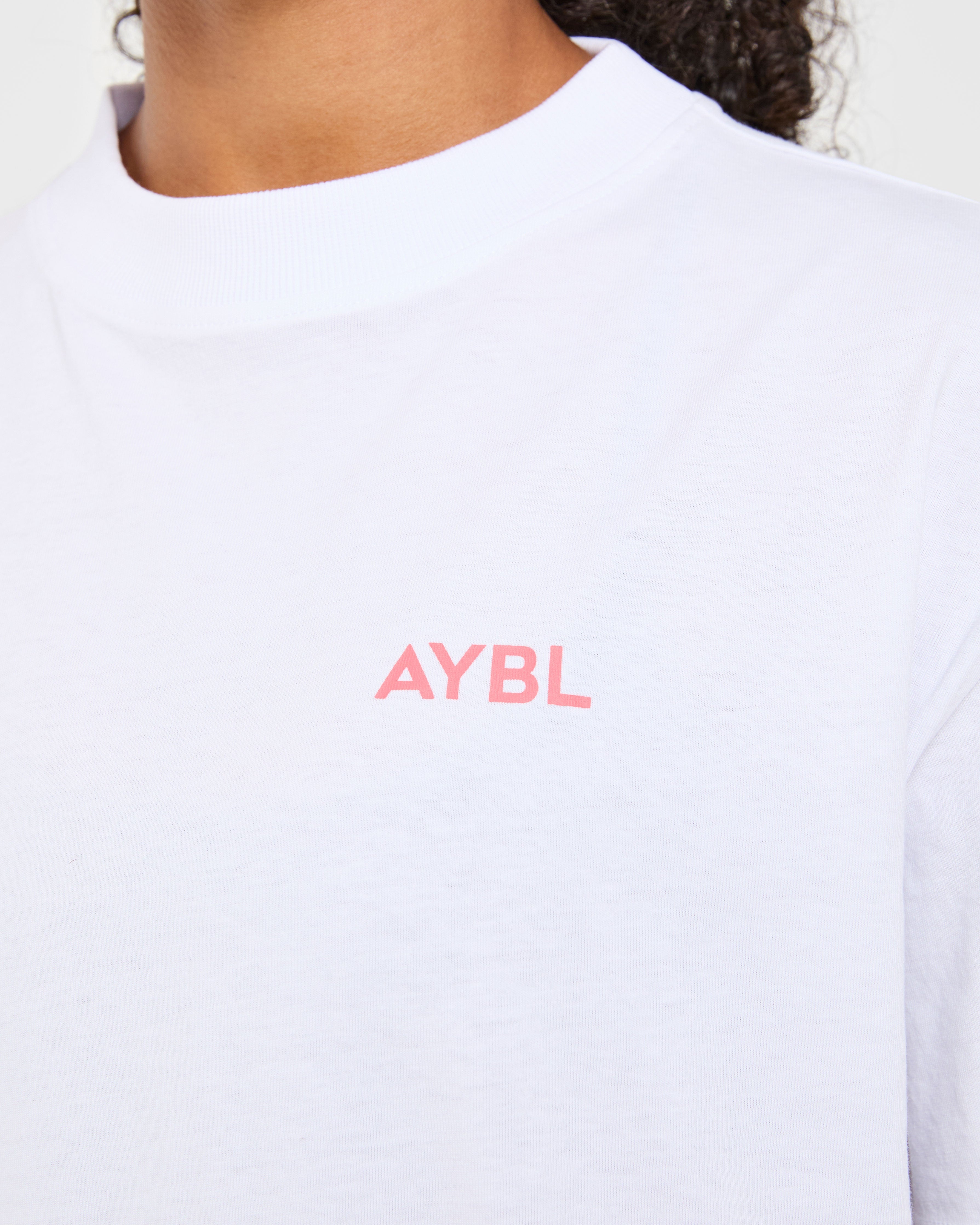 Lift Graphic Oversized T Shirt - Weiß/Coral Peach